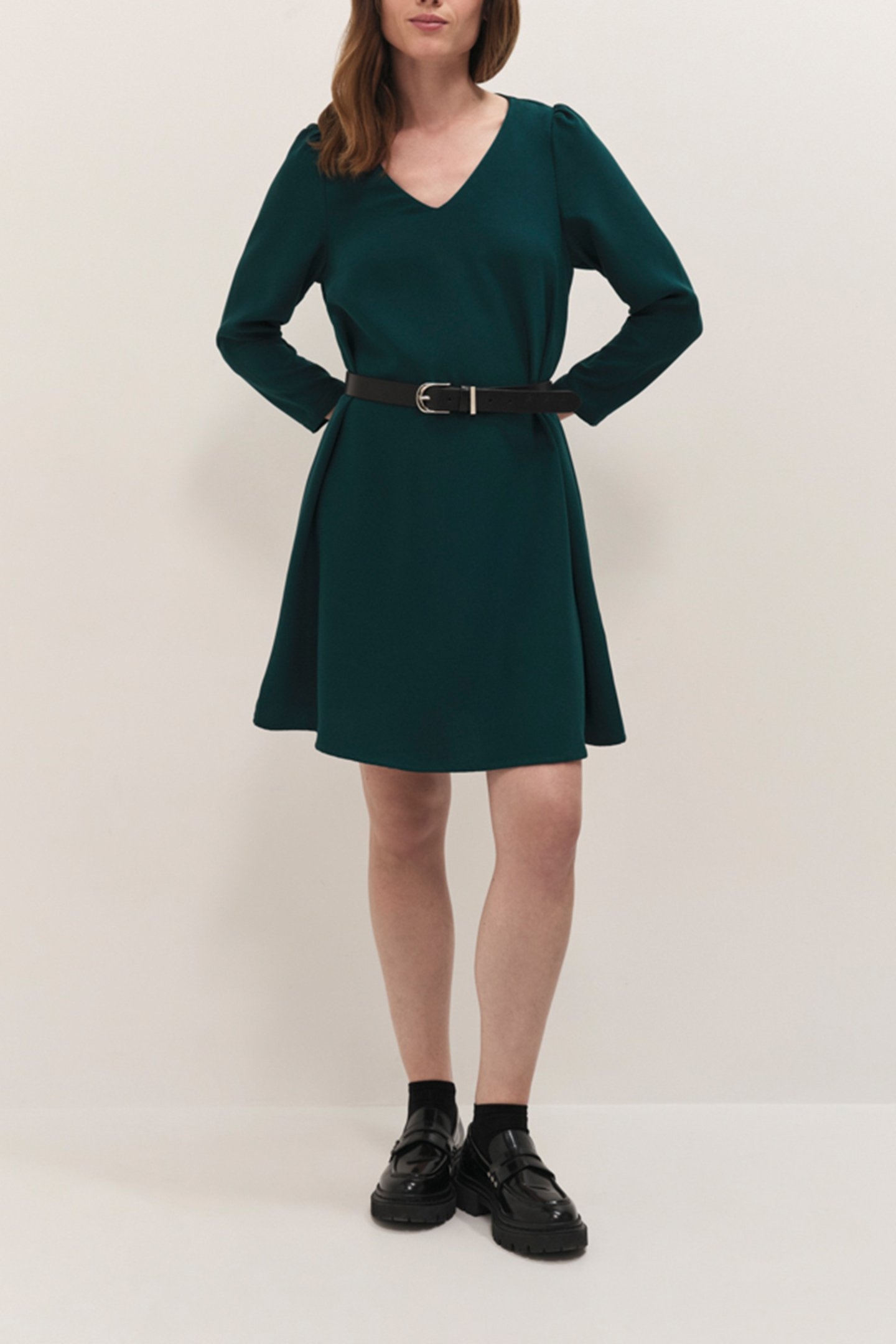RIOMI - EVERGREEN FLOWING FLARED DRESS 4