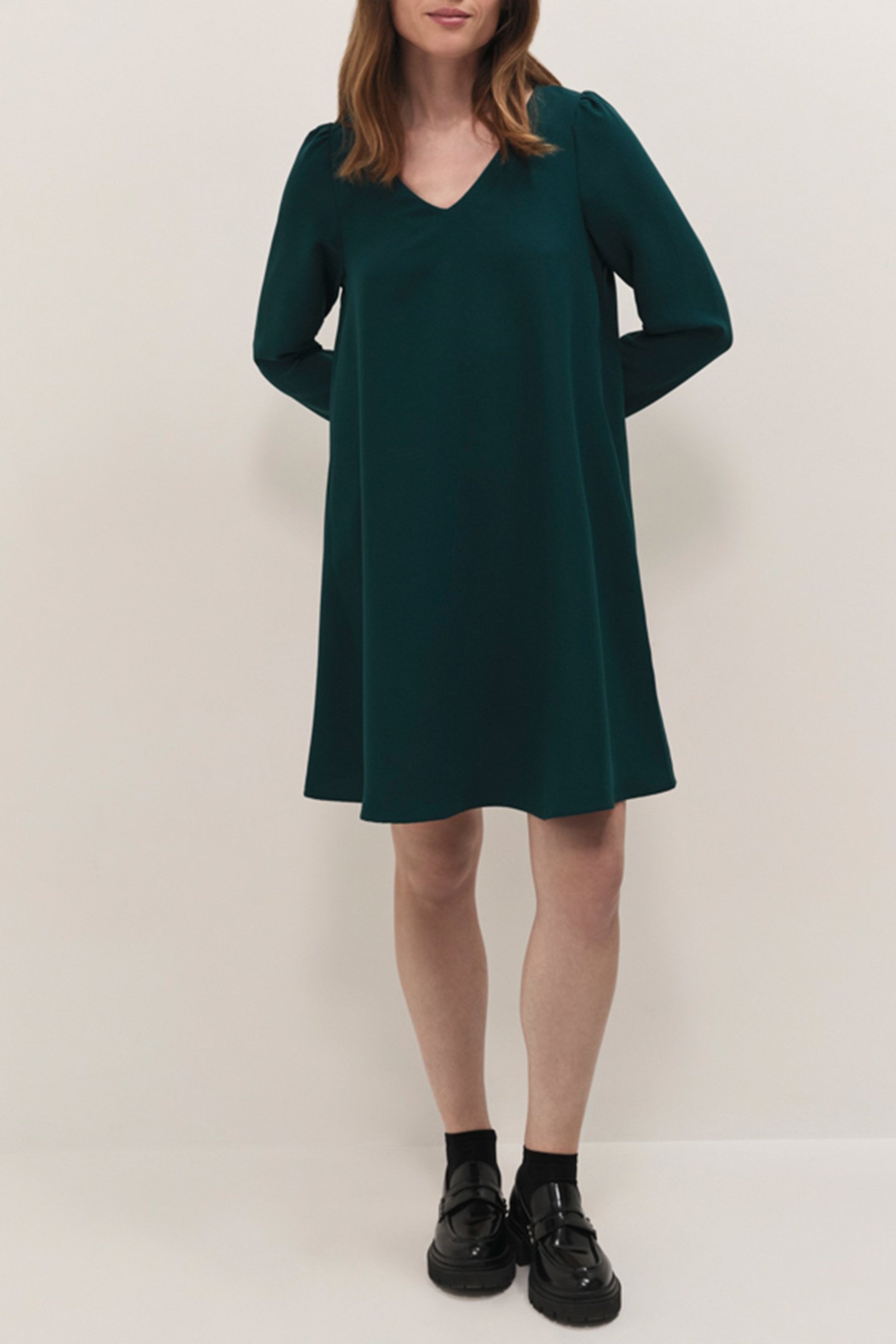RIOMI - EVERGREEN FLOWING FLARED DRESS 3