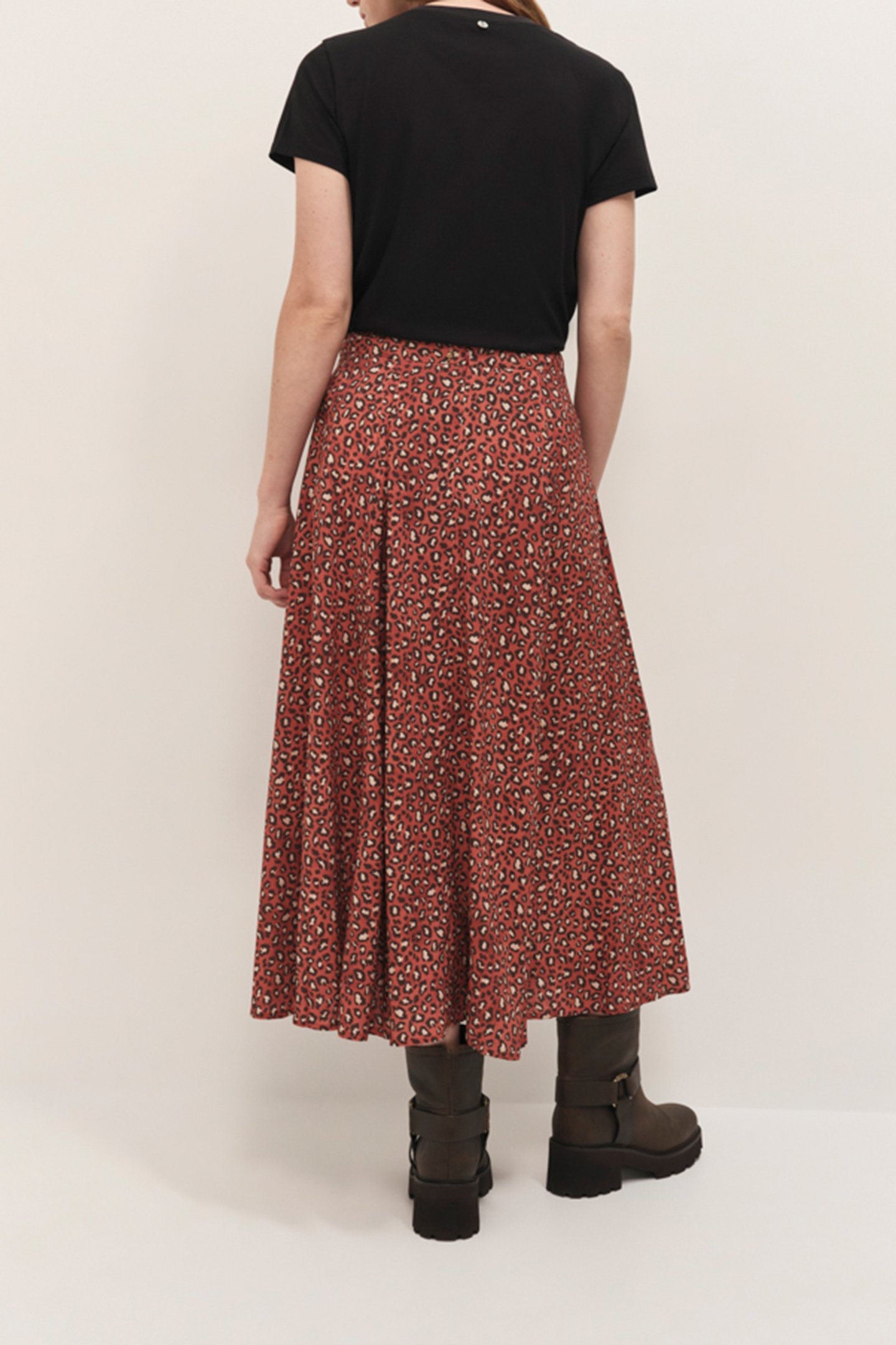 JETTY - PUMPKIN MIDI SKIRT IN WINTER SAFARI PRINT 2