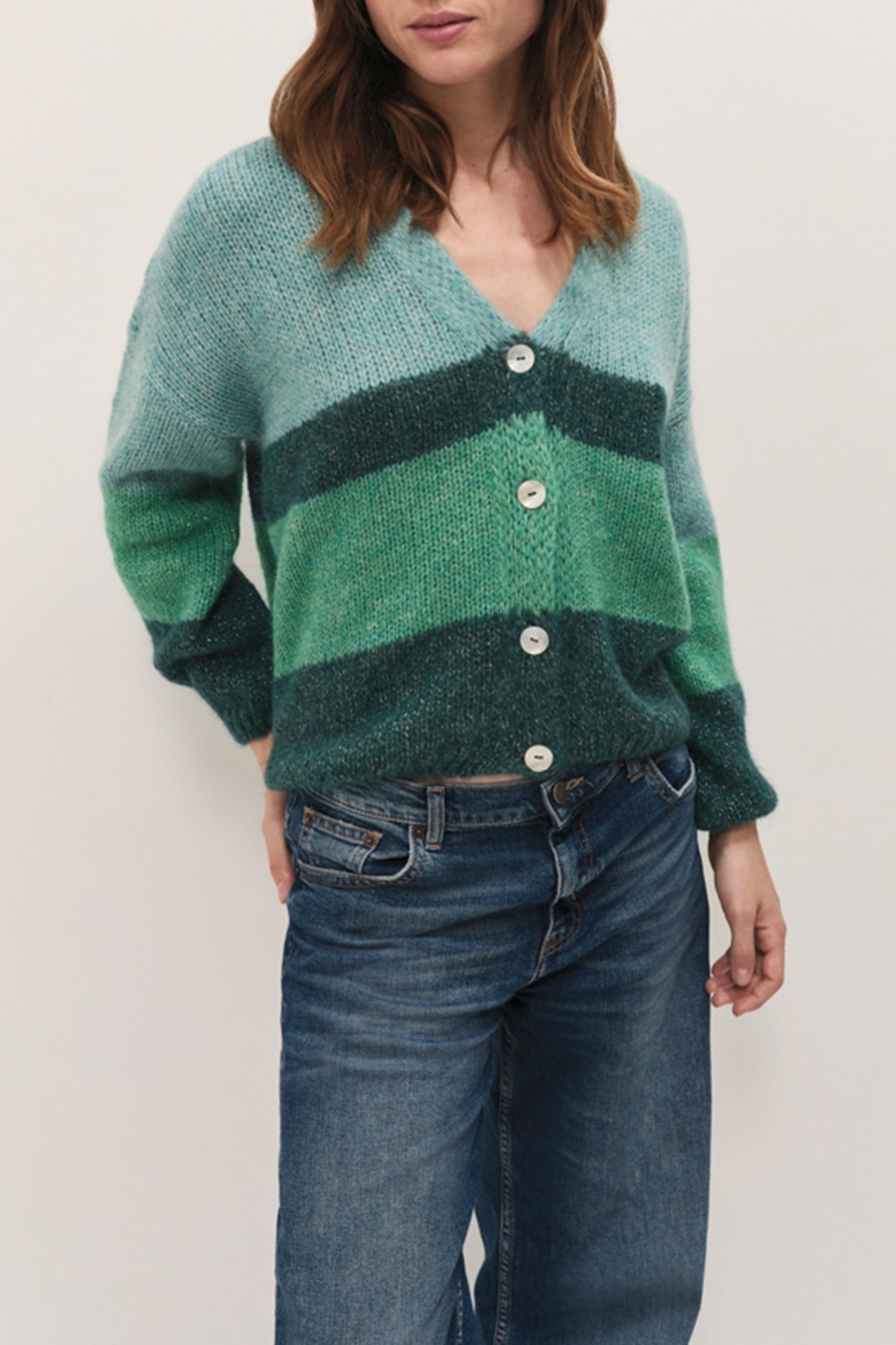 TABAR - SYCAMORE CARDIGAN, LUREX KNIT, STRIPE PATTERN 1