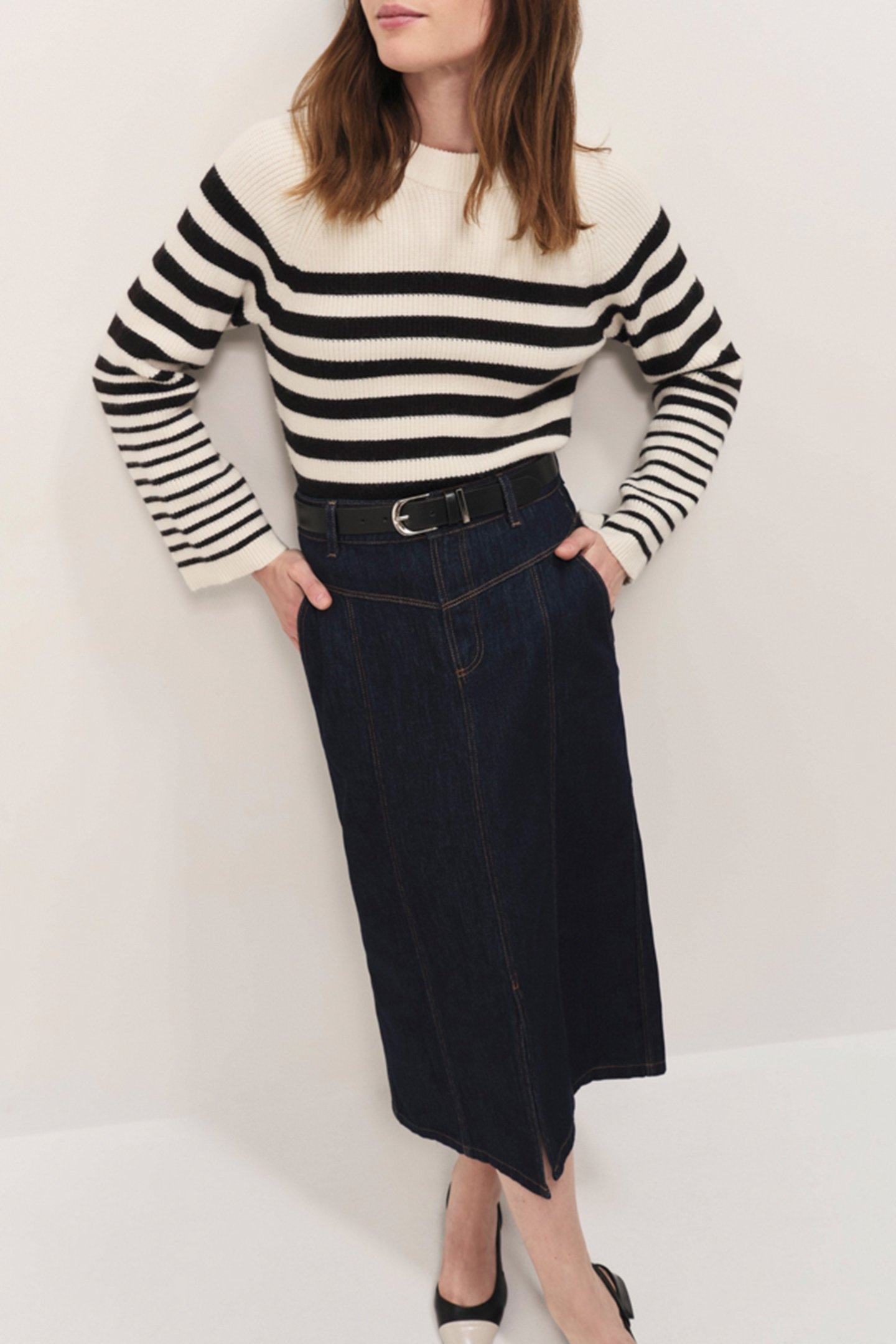 TANIA - IVORY KNITTED SAILOR JUMPER WITH BLACK STRIPES 2