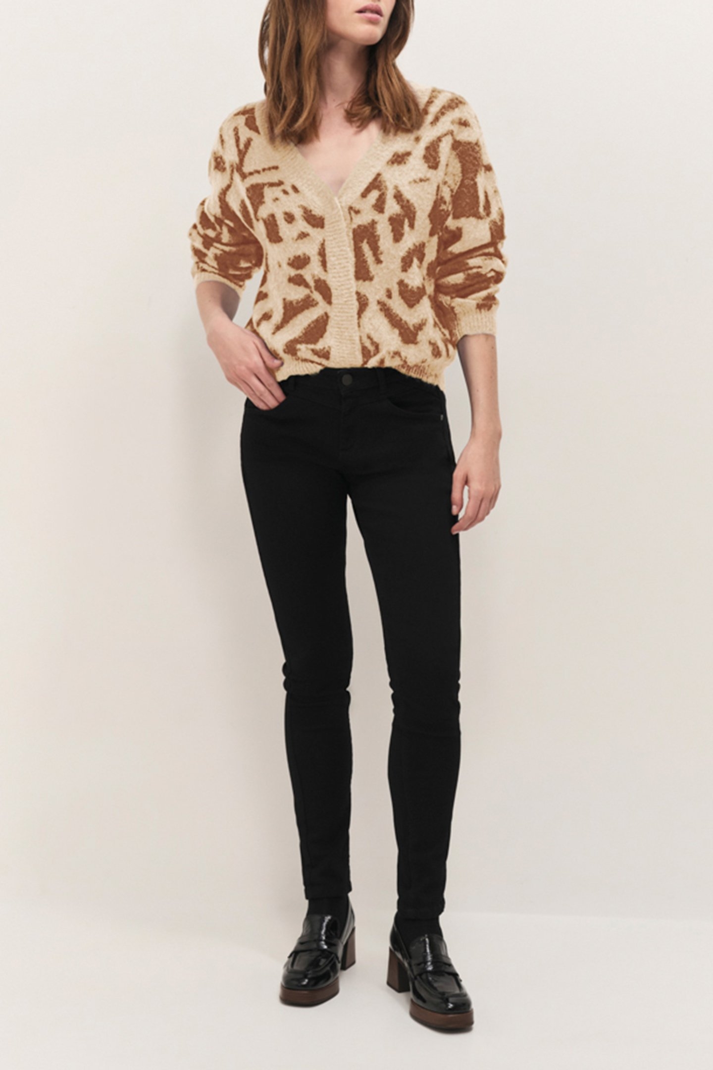 TAMAR - BEIGE KNITTED WINTER SAFARI CARDIGAN, REVERSIBLE FRO 2