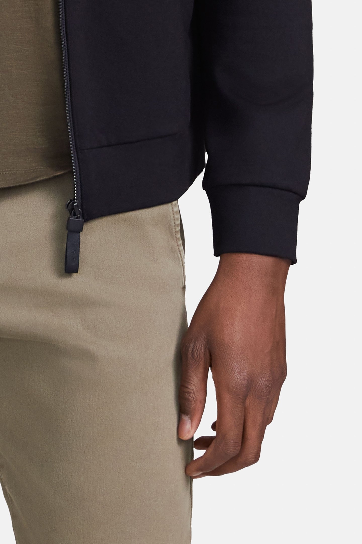 BLACK INTERLOCK ZIPPED HOODED CARDIGAN 5