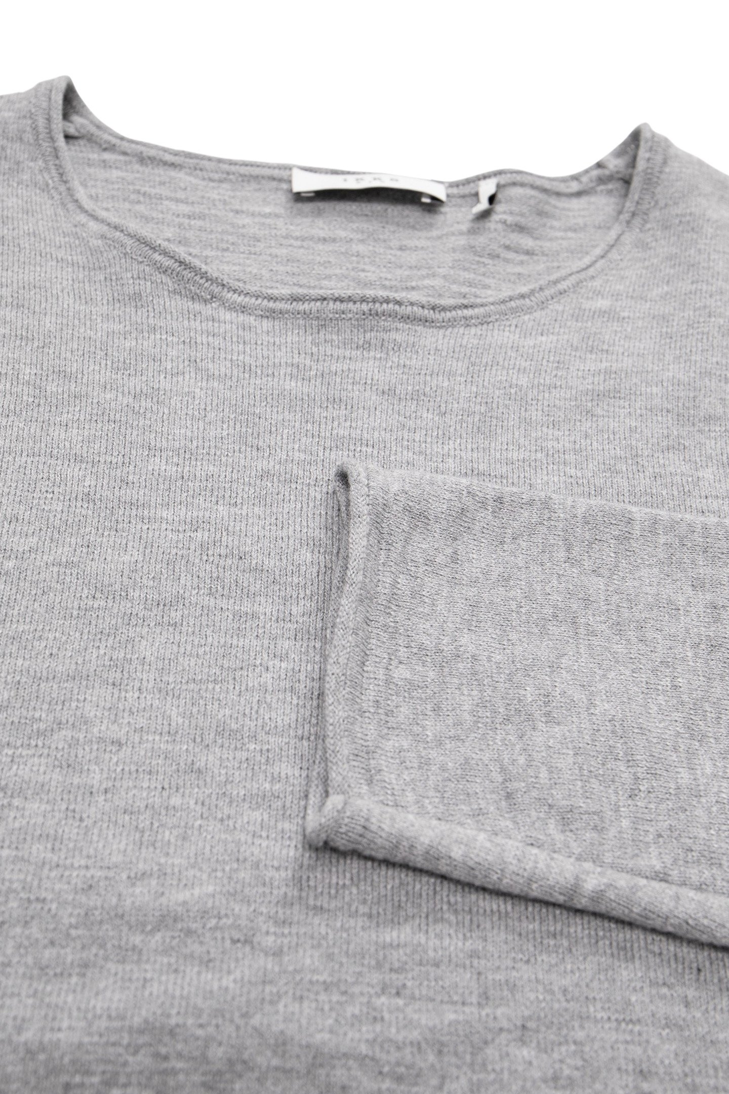 FINE-KNIT GREY SWEATER WITH ROLLED EDGES 6