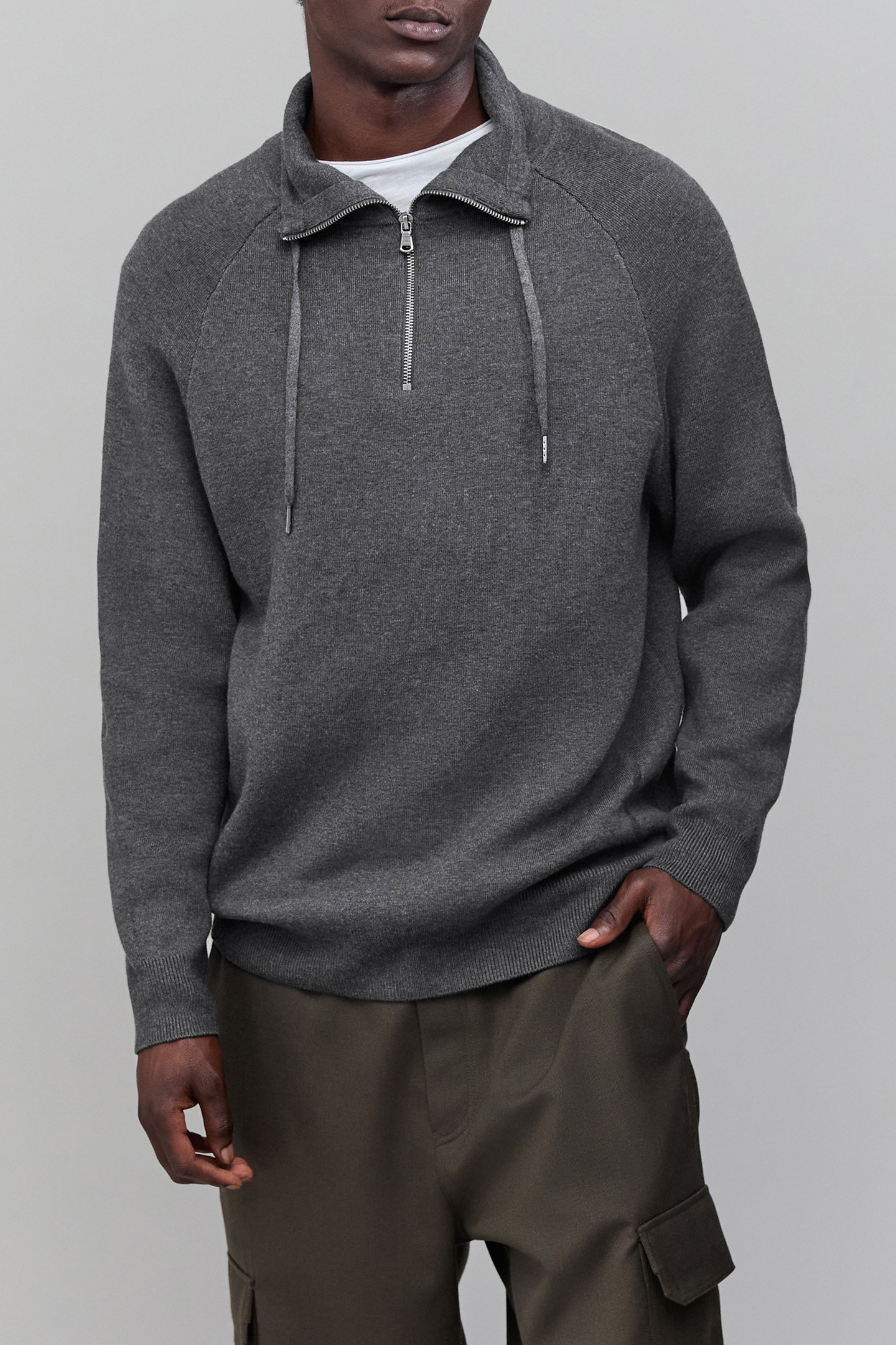 CONCRETE KNIT TRUCKER-NECK SWEATER 1