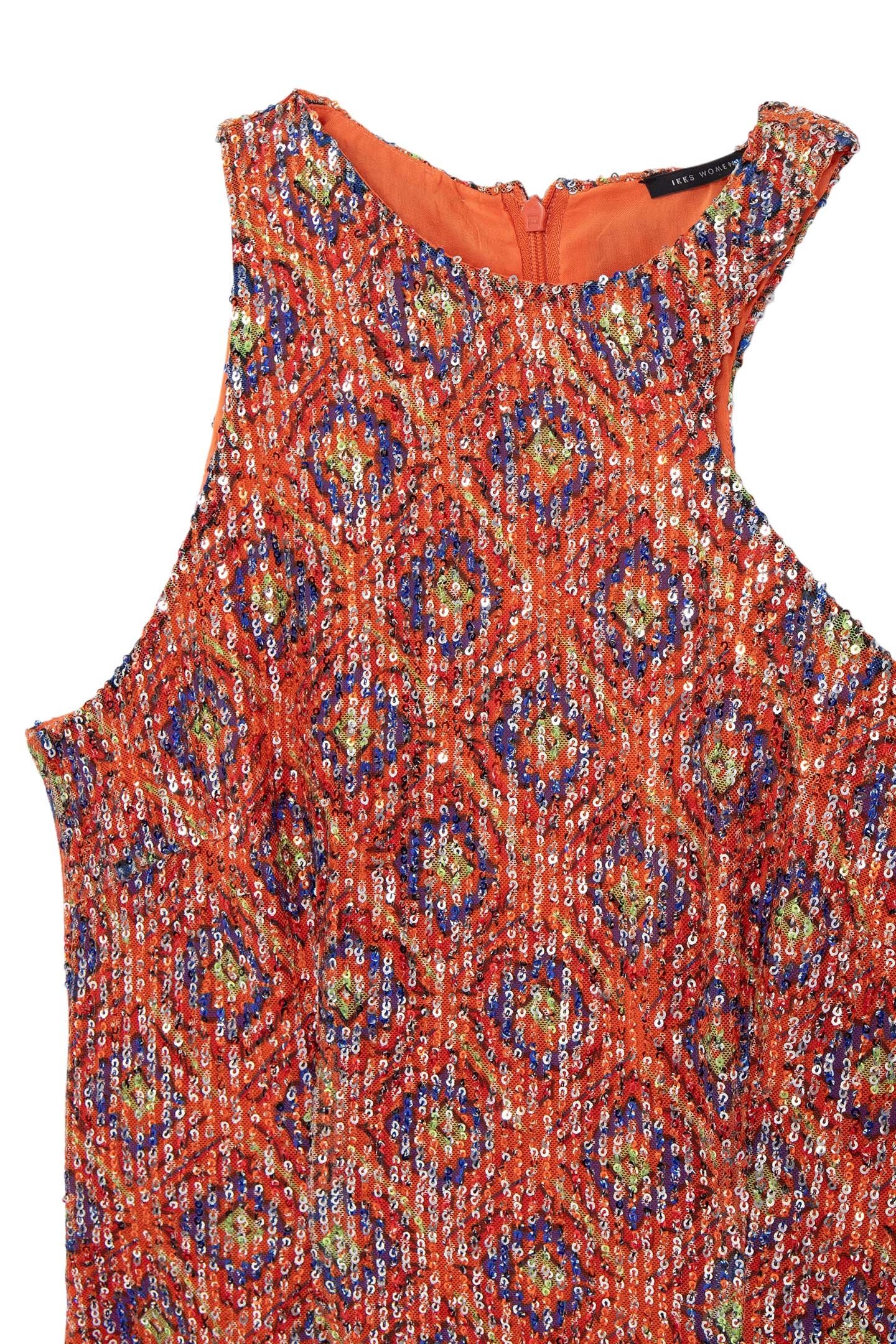 SEQUIN-EMBROIDERED ARABESQUE PRINT MELON MIDI DRESS FOR WOME 6