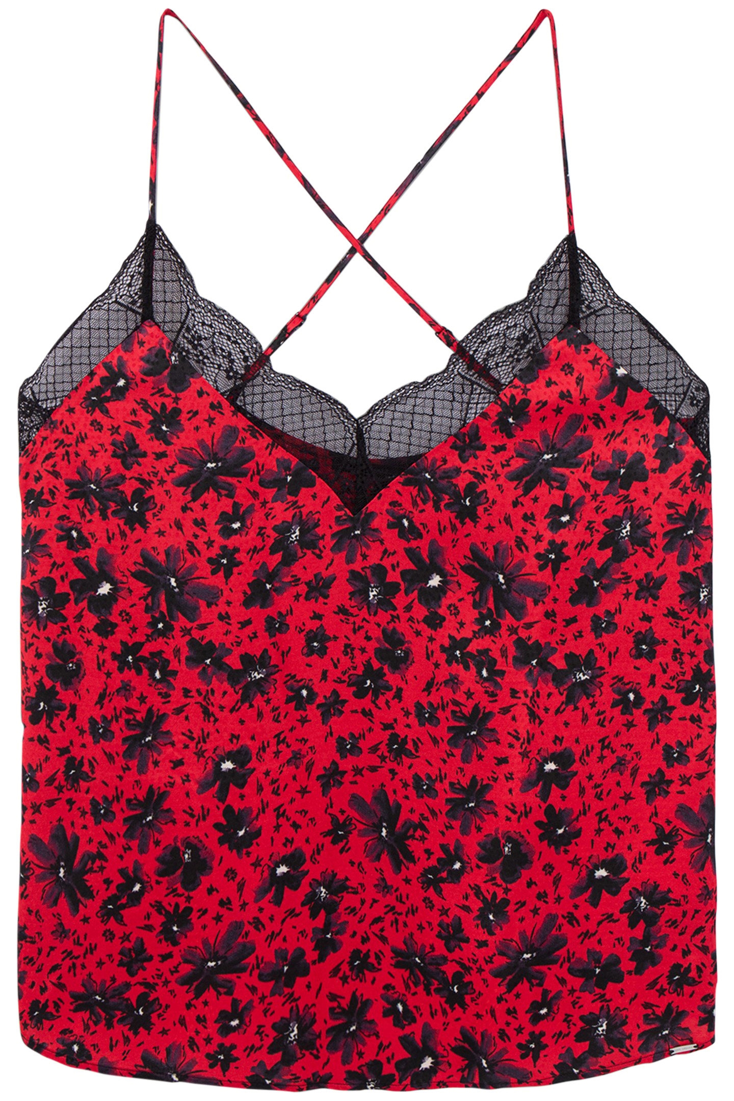 RED FLORAL PRINT CAMISOLE WITH THIN STRAPS 4