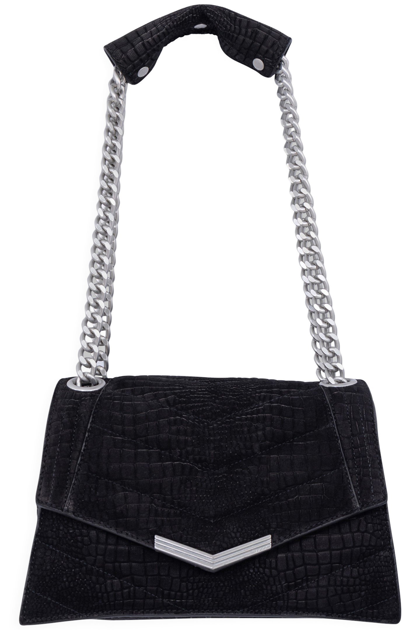 THE 1. ANIMALS BLACK LEATHER EMBOSSED CROCODILE SIZE M 2