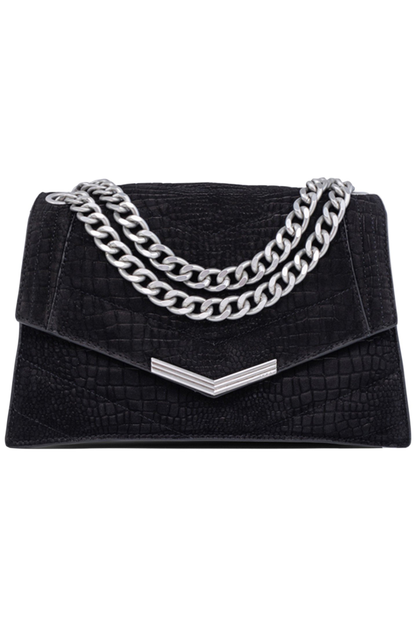 THE 1. ANIMALS BLACK LEATHER EMBOSSED CROCODILE SIZE M 1