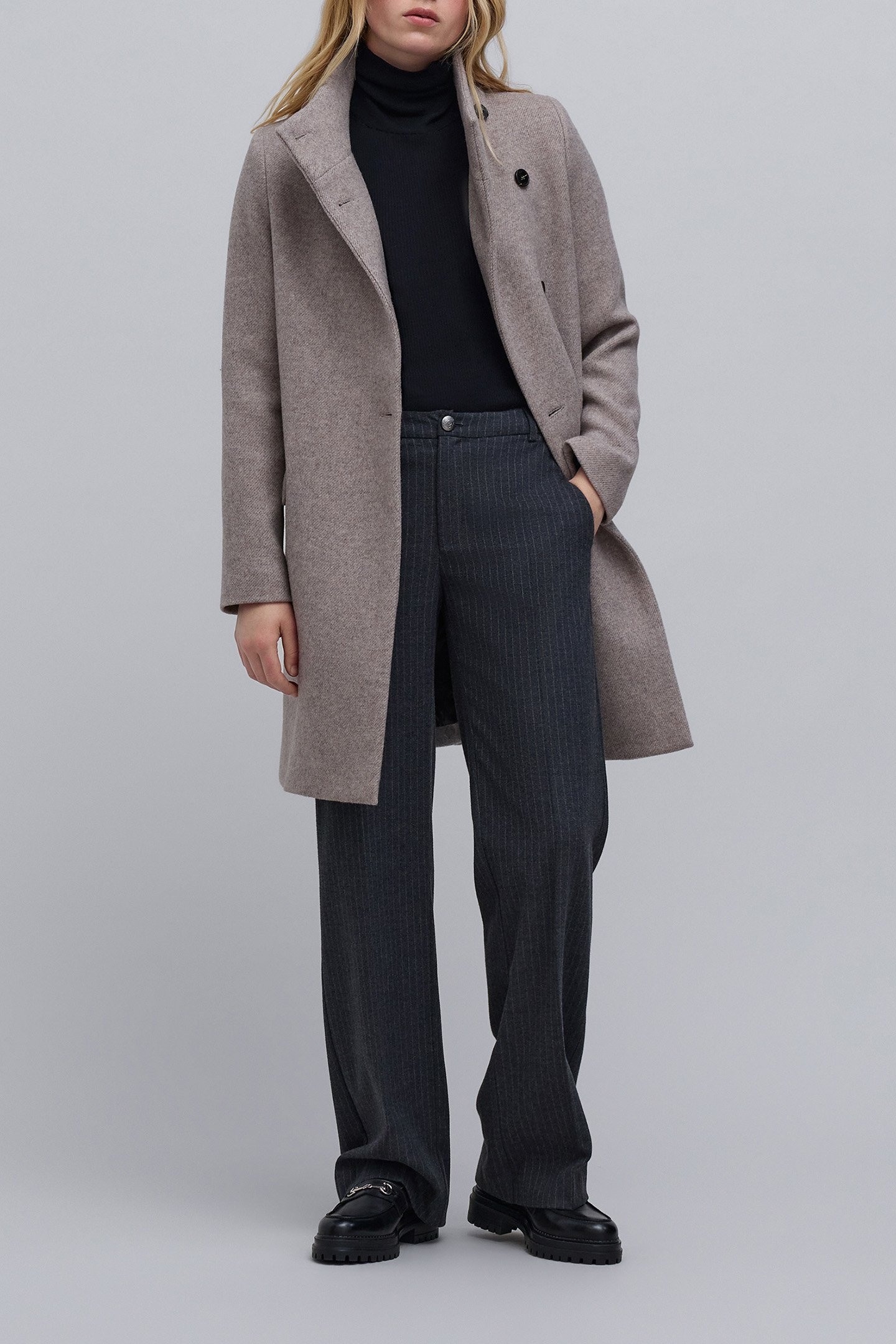 GRAY FLARE SUIT PANTS WITH TENNIS STRIPES 6