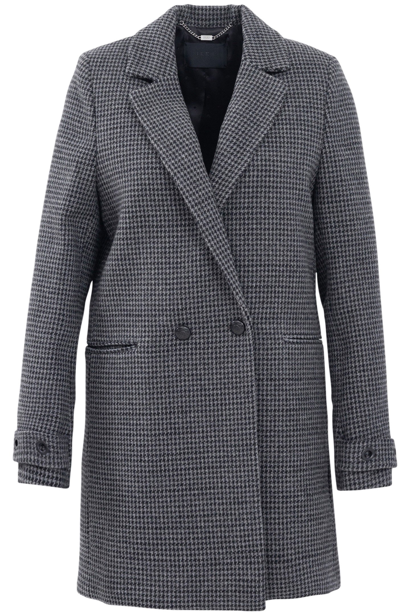 METALLIC HOUNDSTOOTH PATTERN BLACK STRAIGHT COAT 4