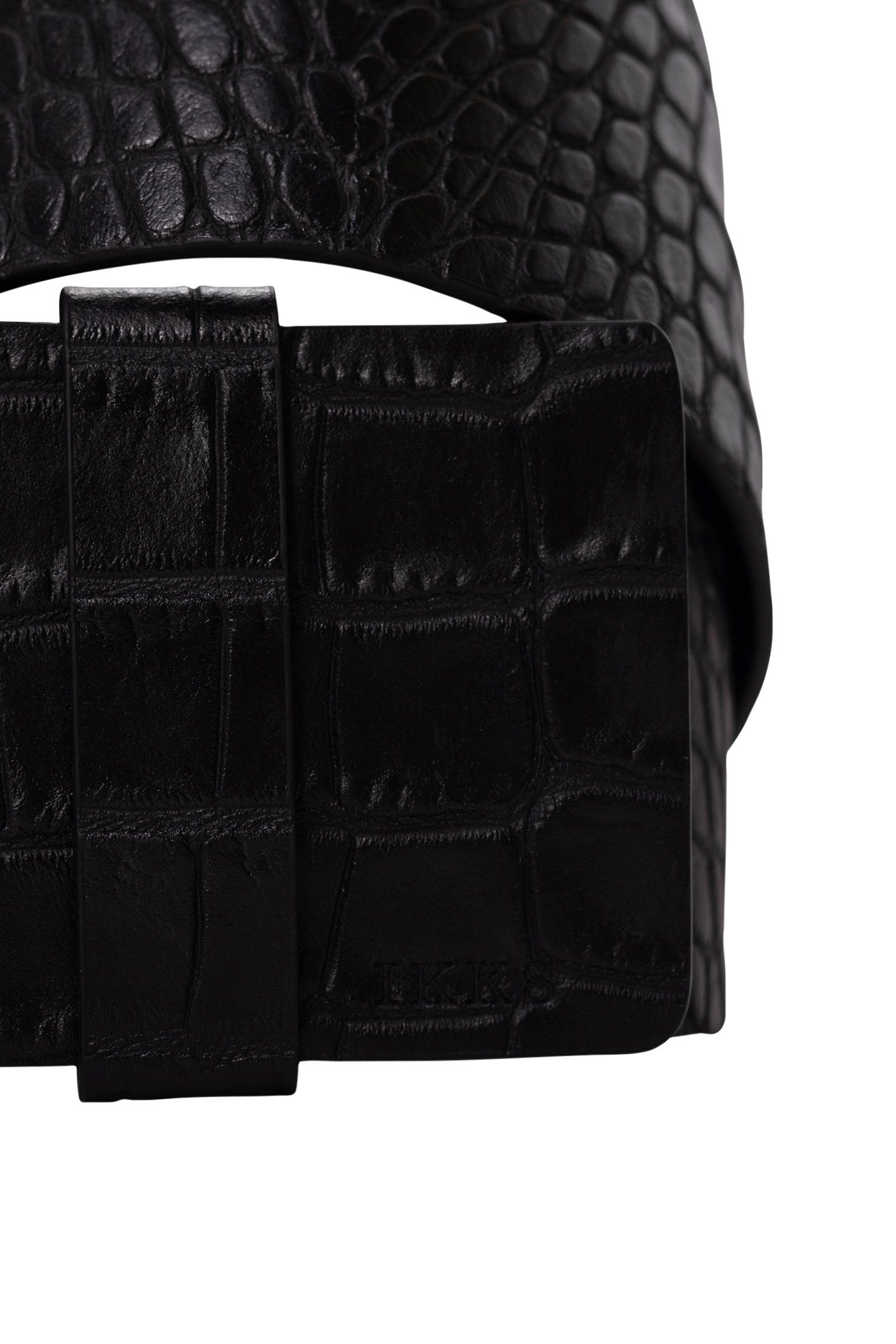 CROCODILE-EFFECT EMBOSSED LEATHER BLACK DRESS BELT 7