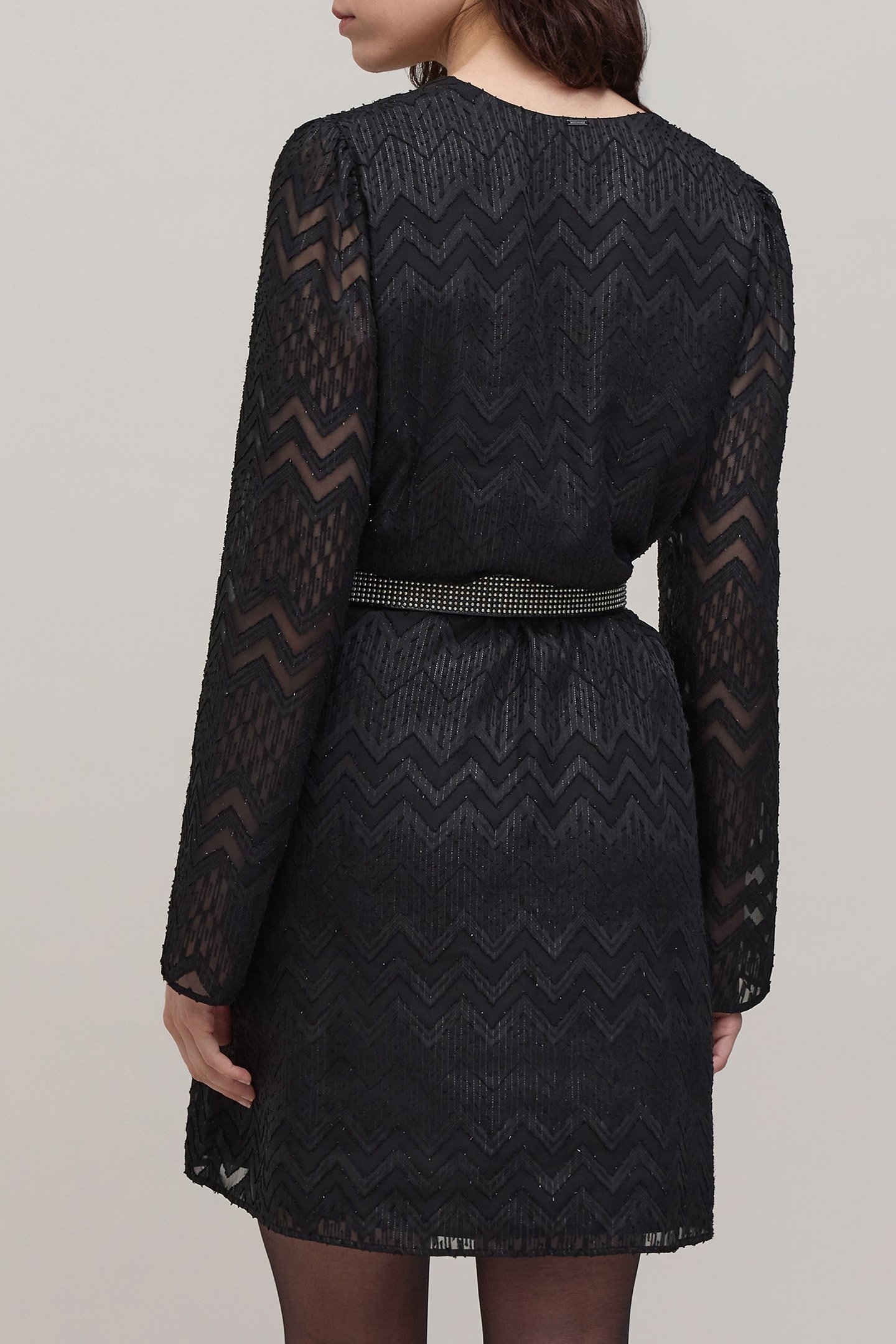 BLACK HERRINGBONE JACQUARD VOILE DRESS 2