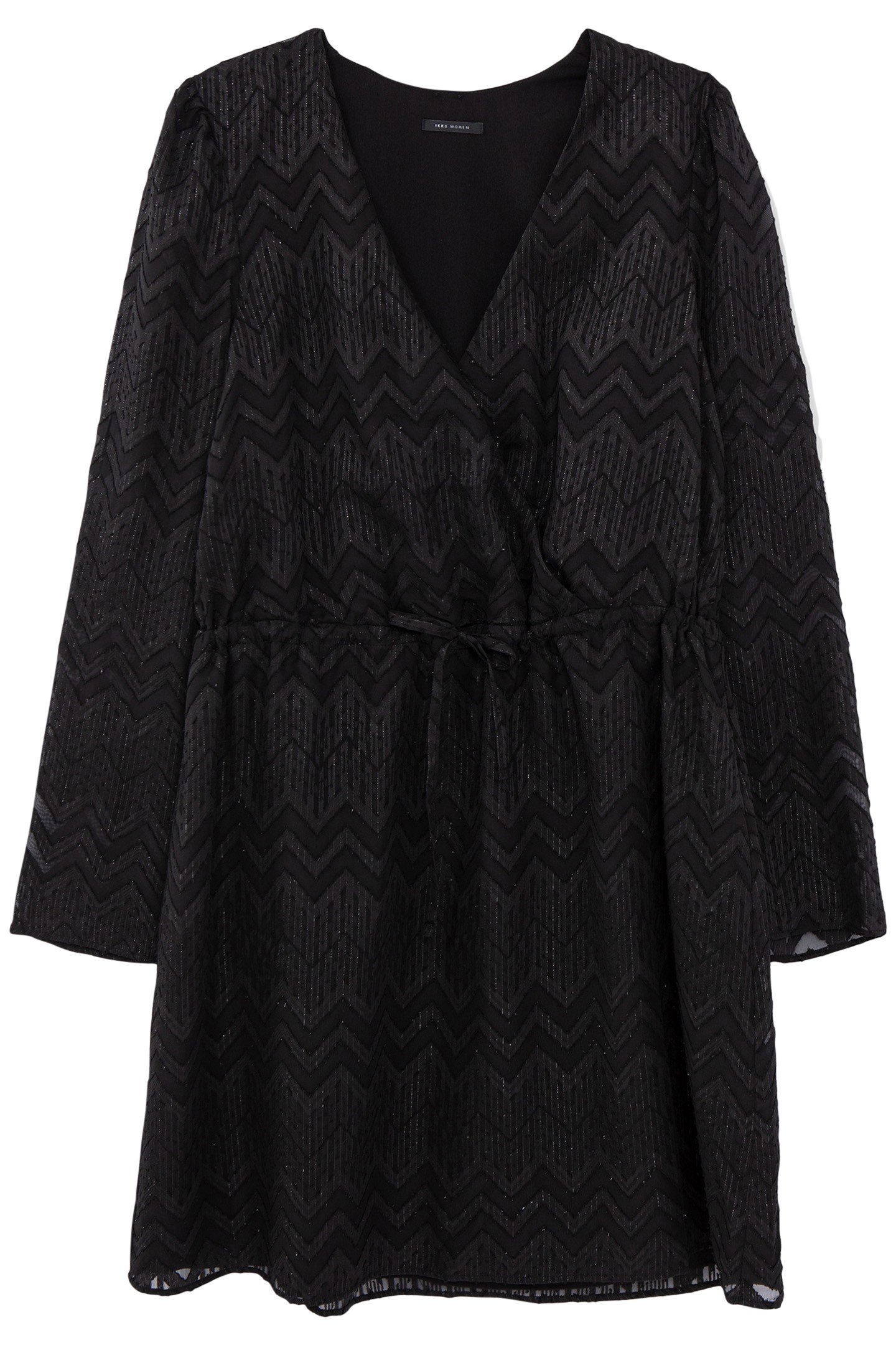 BLACK HERRINGBONE JACQUARD VOILE DRESS 5