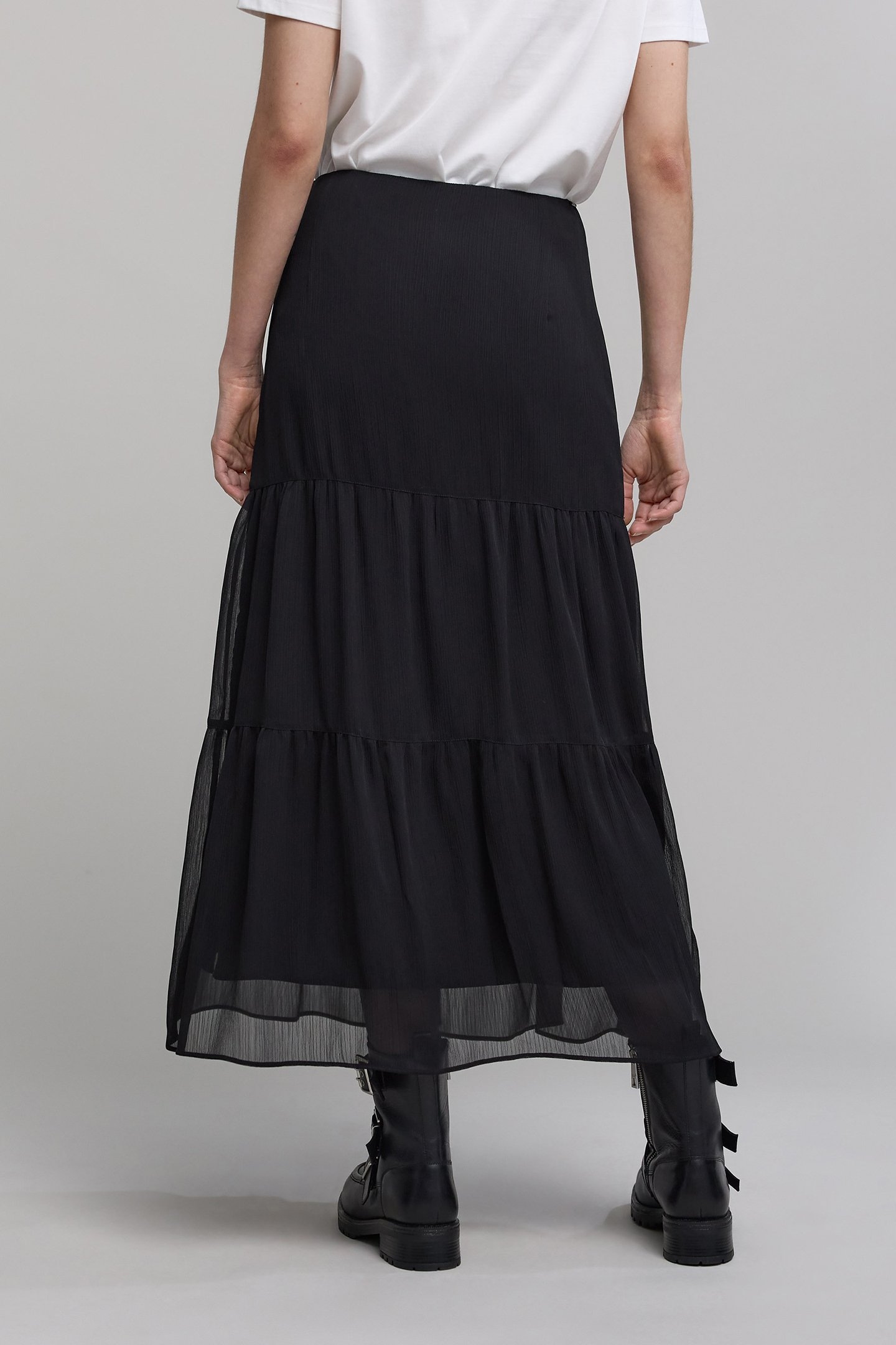 LONG BLACK CREPE VEIL SKIRT 2