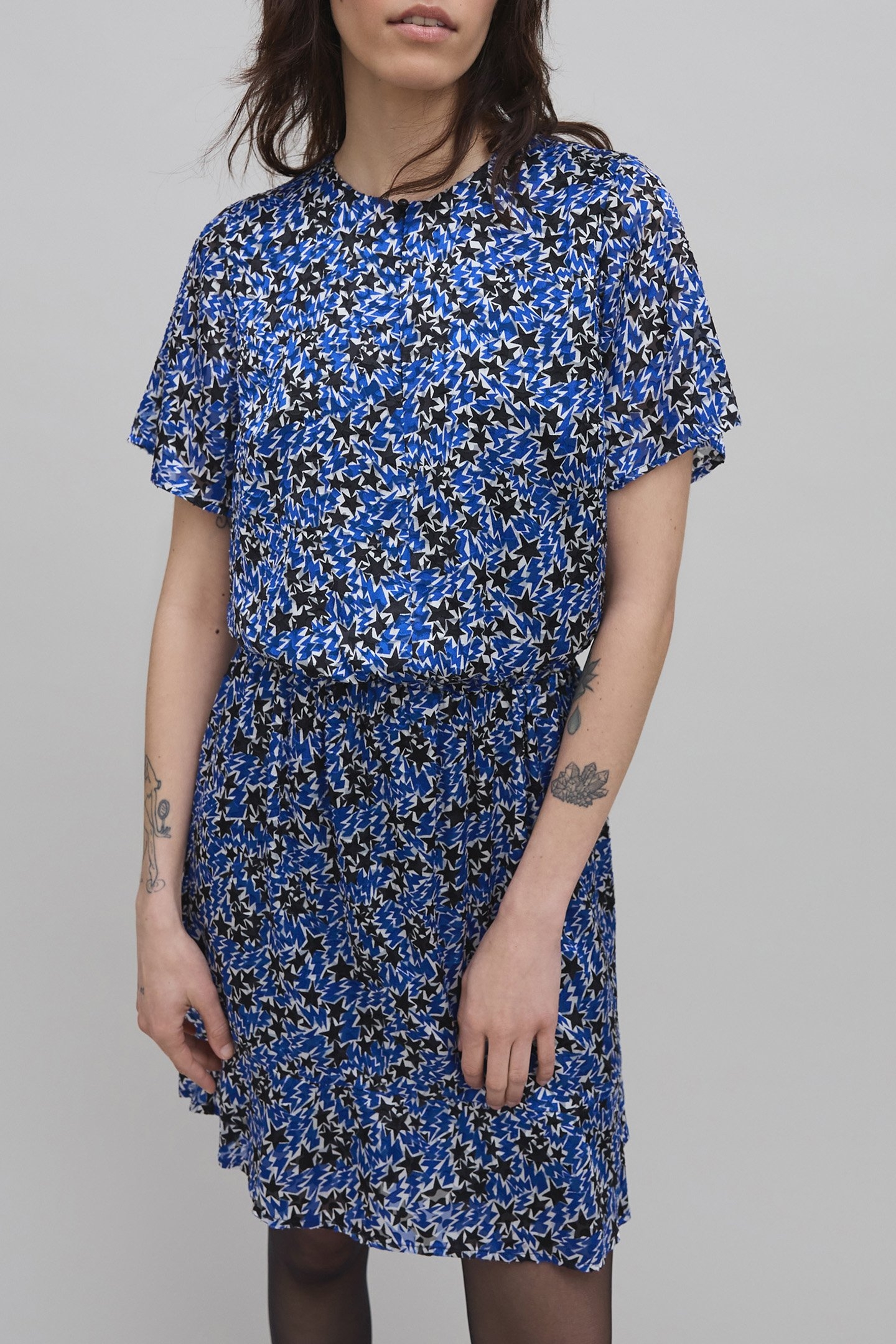 BLUE STARBURST PRINT DRESS 1