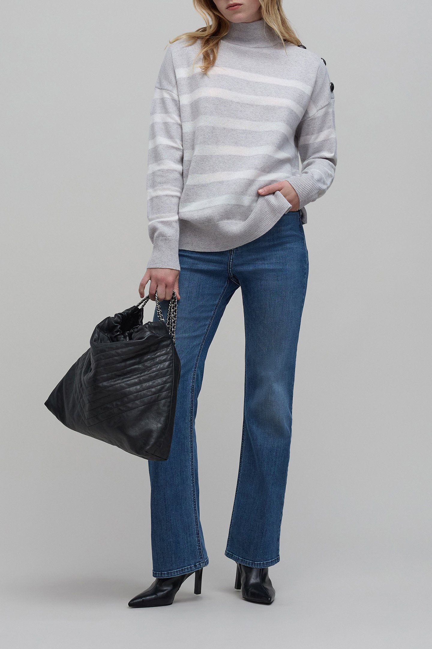 ECRU STRIPES GREY KNIT SWEATER 4