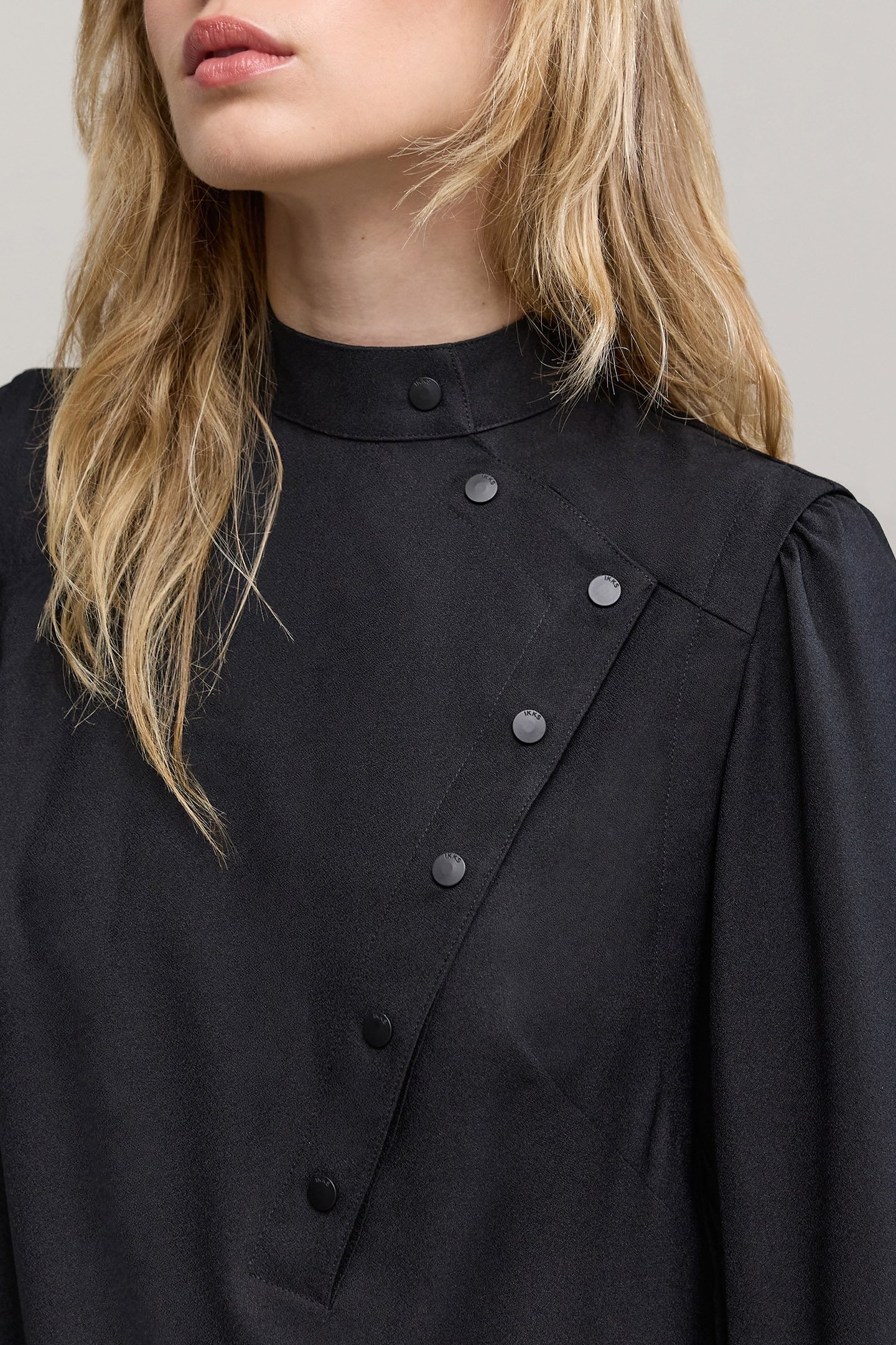 BLACK DRESS WITH ASYMMETRICAL CLOSURE 5