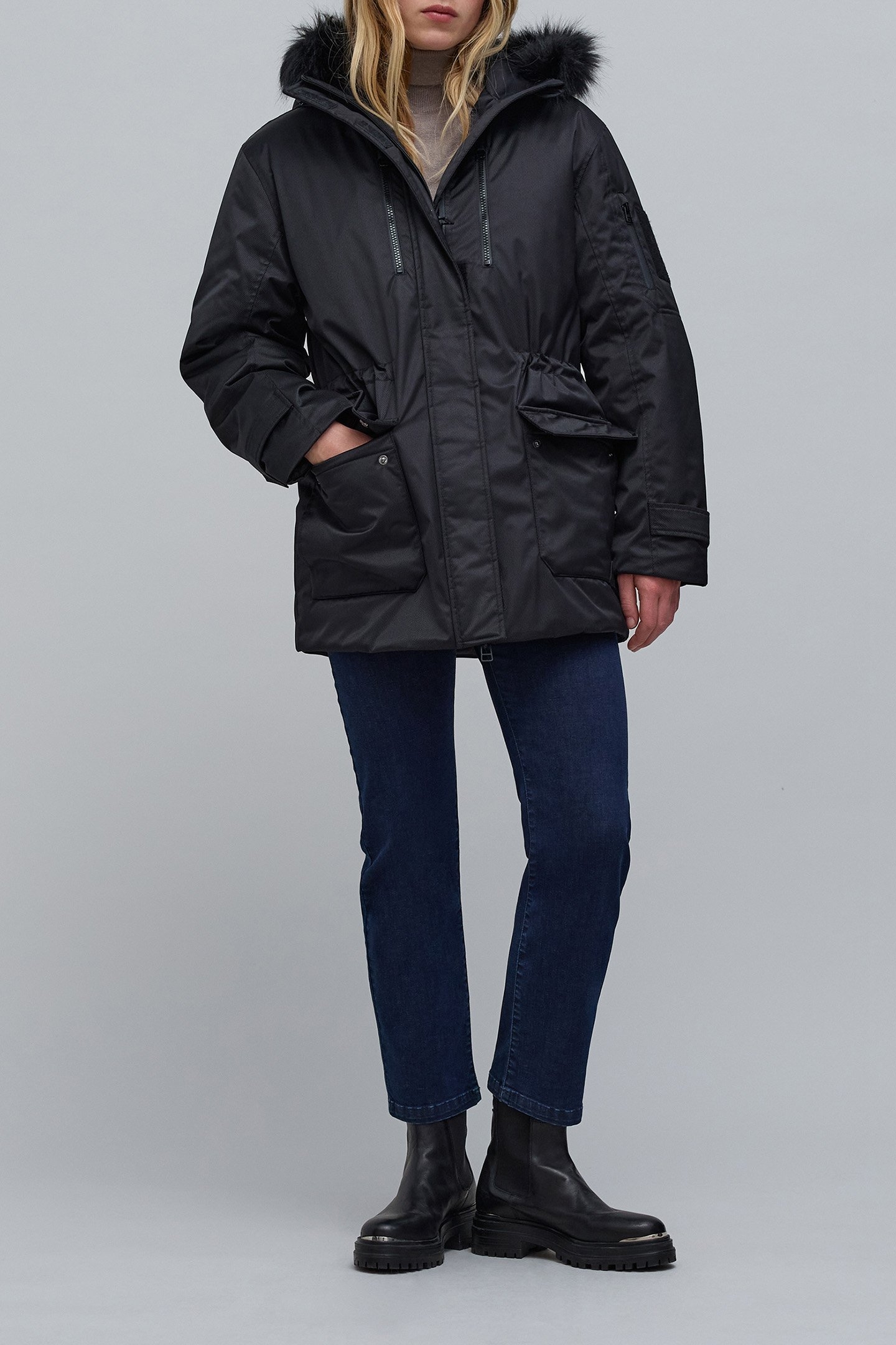 BLACK STRIPED PARKA 3