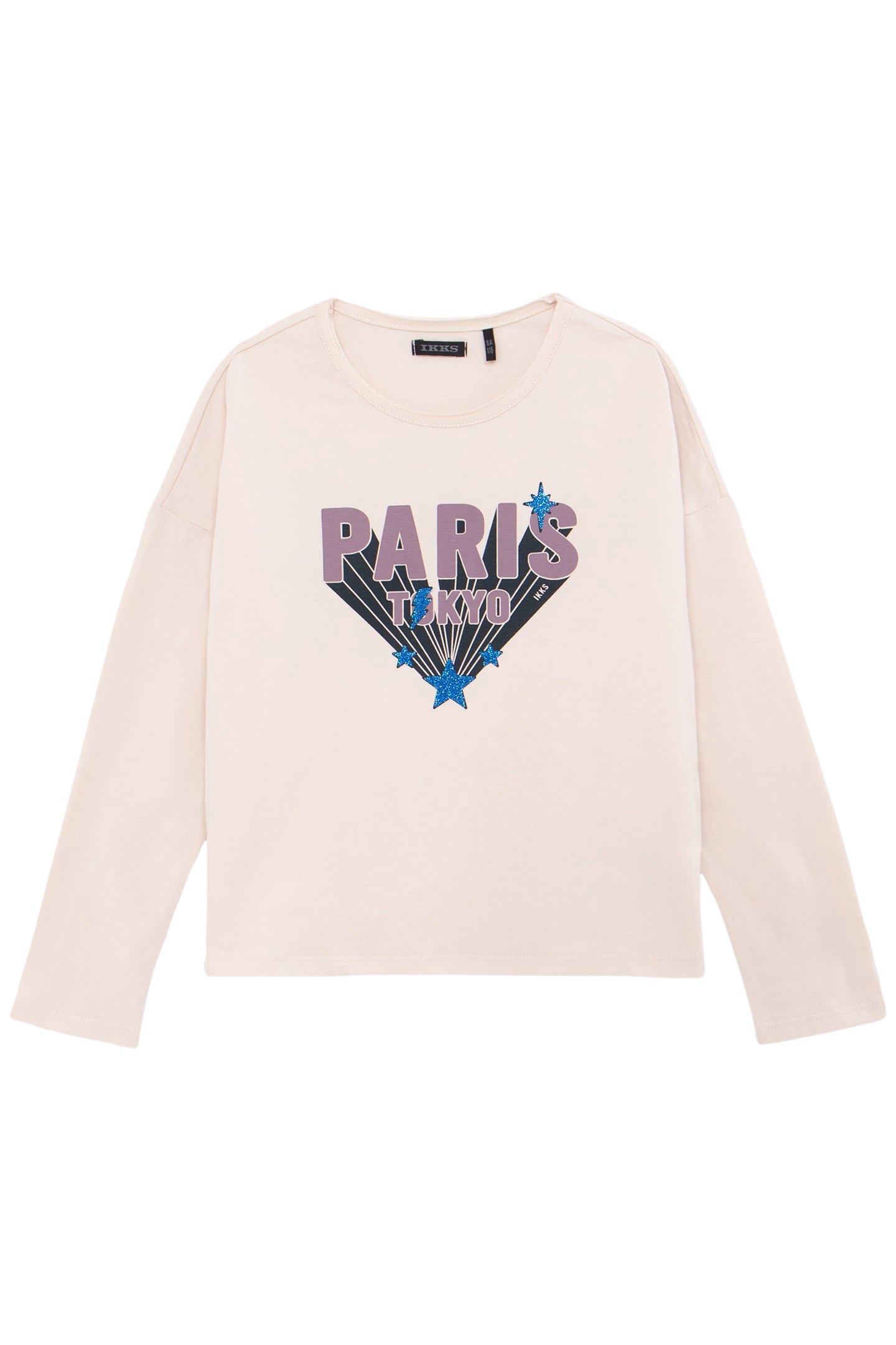 GIRL'S ECRU MESSAGE T-SHIRT WITH GLITTER STARS 1