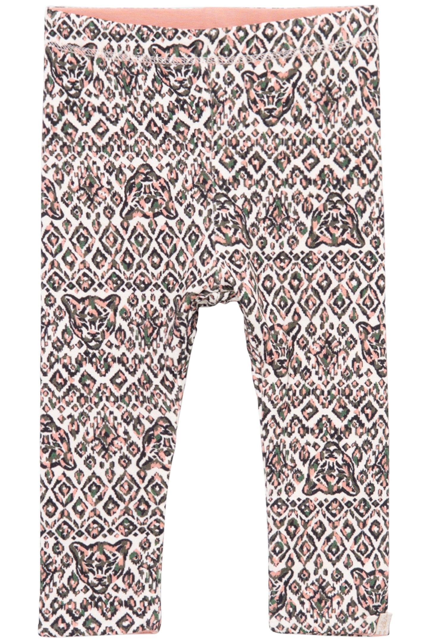 REVERSIBLE ETHNIC GRAPHIC AND GREEN BABY GIRL LEGGINGS 1