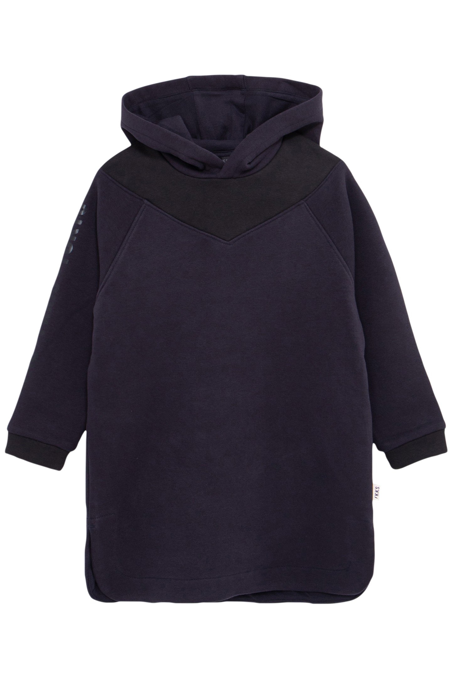 GIRL'S NAVY ORGANIC COTTON BLACK CUT-OUT SWEATSHIRT DRESS 1