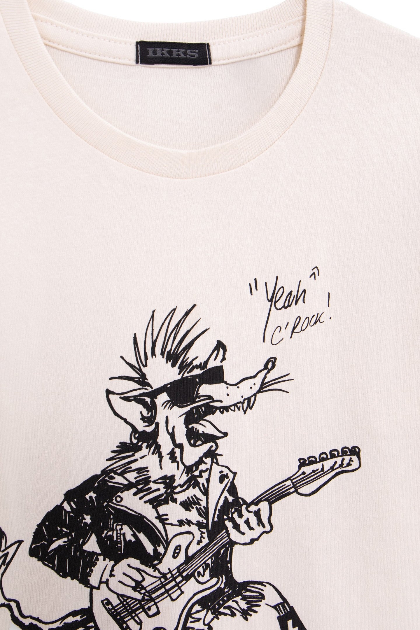 ECRU ORGANIC COTTON T-SHIRT BOY RAT-ROCKER DESIGN 3