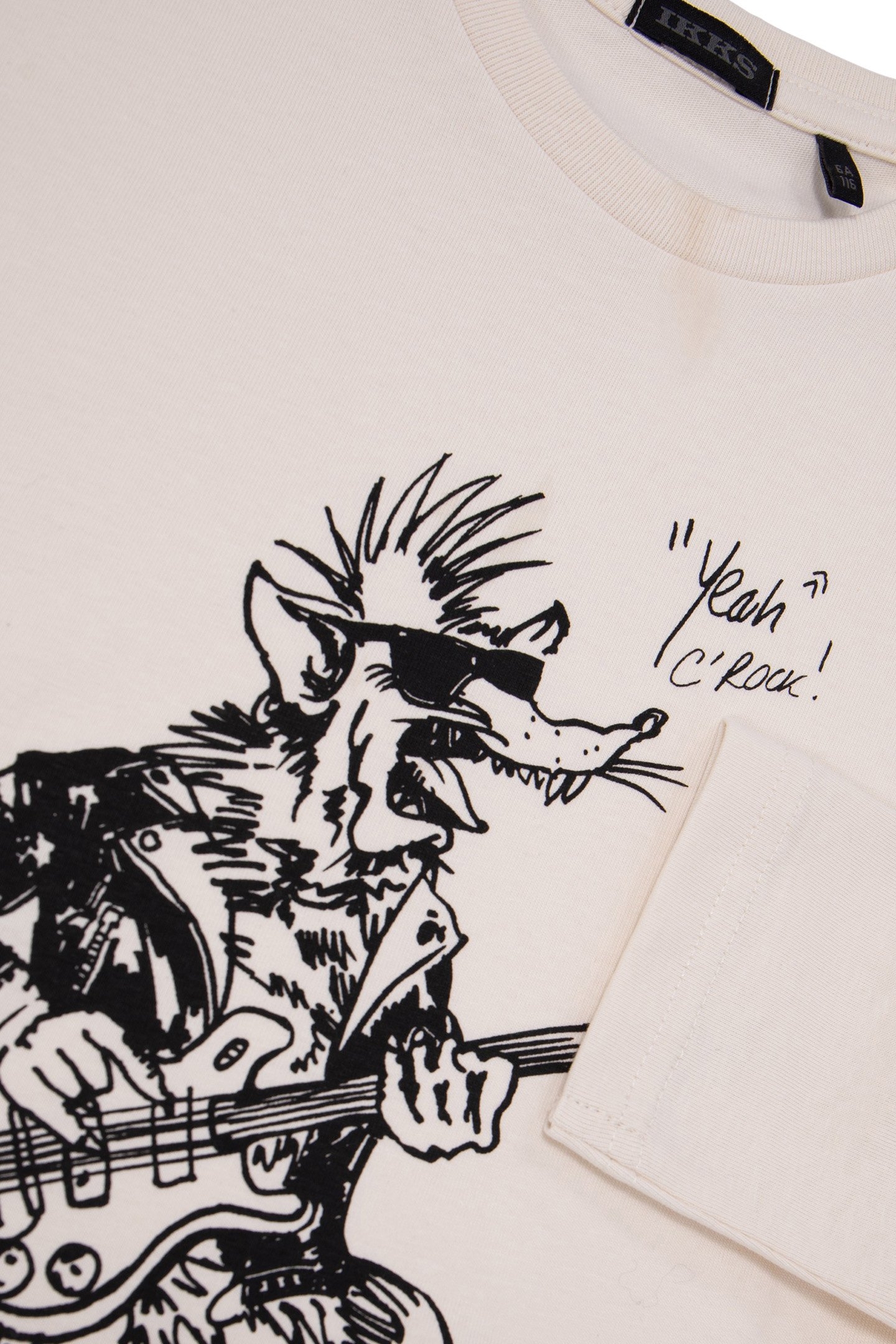 ECRU ORGANIC COTTON T-SHIRT BOY RAT-ROCKER DESIGN 6