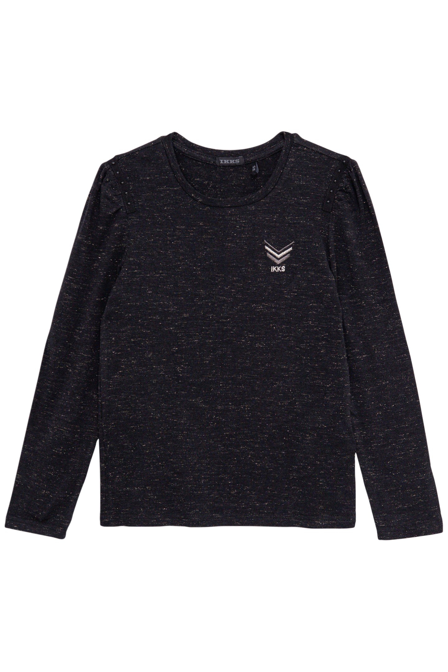 GIRL'S BLACK GLITTER CHEVRON EMBROIDERY T-SHIRT 1