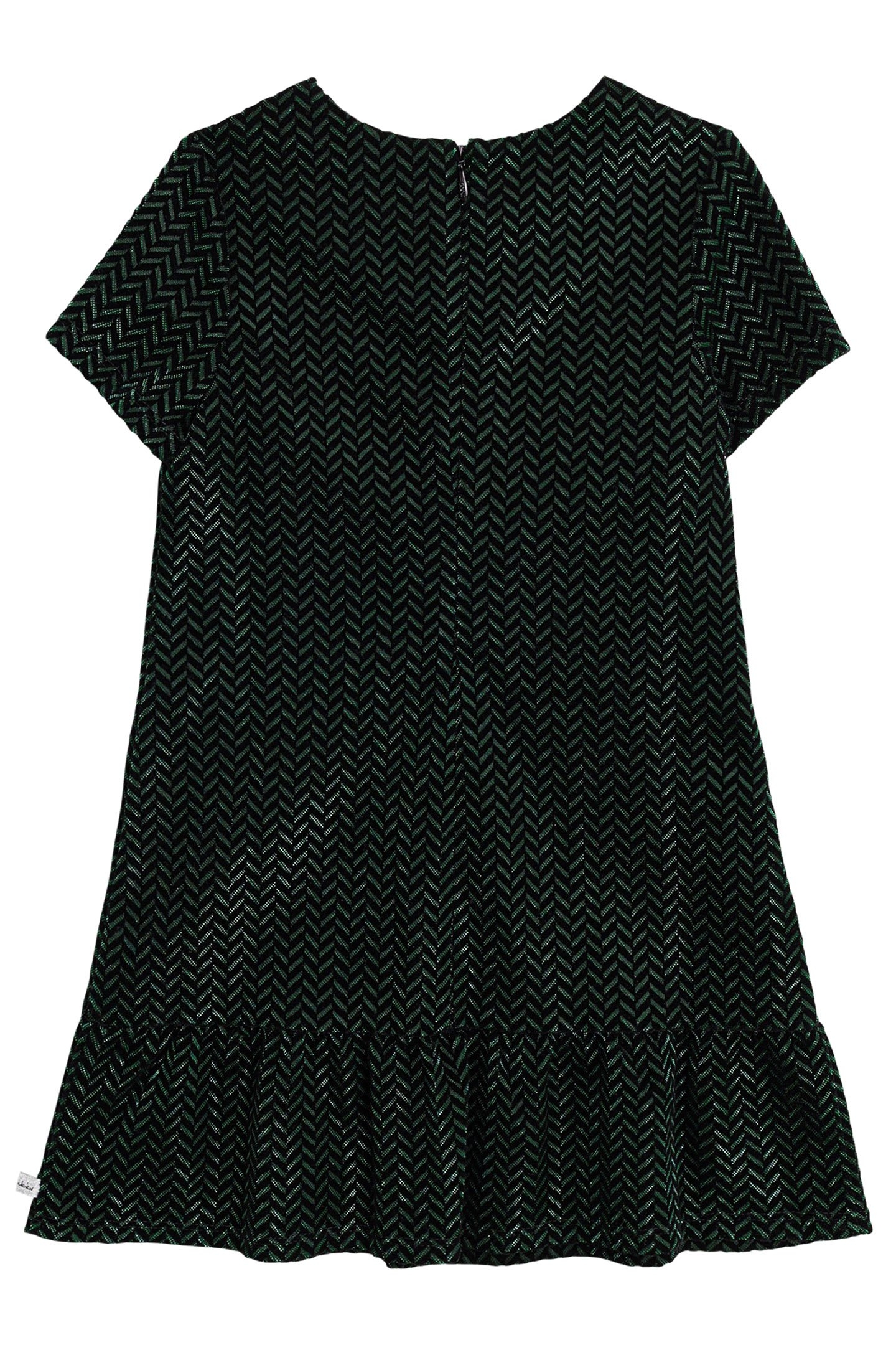 GIRL'S BLACK VELVET HERRINGBONE PATTERN LUREX DRESS 2