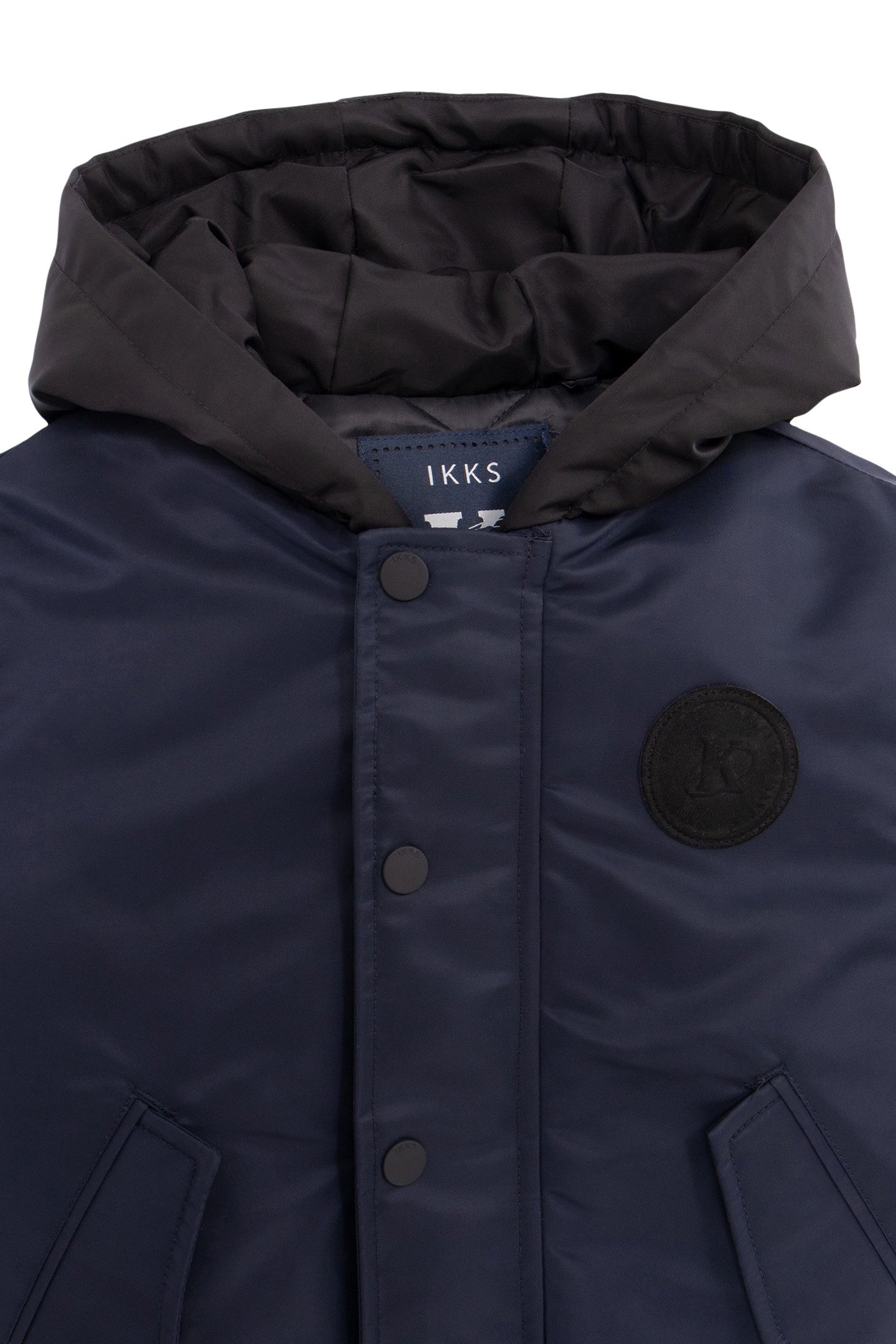 BOYS' NAVY HOODED JACKET WITH BLACK SLEEVES 5