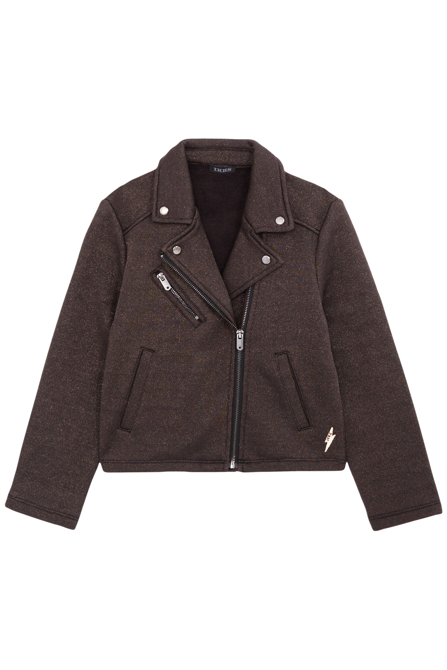 GIRL'S BLACK SEQUINED FLEECE BIKER CARDIGAN 1