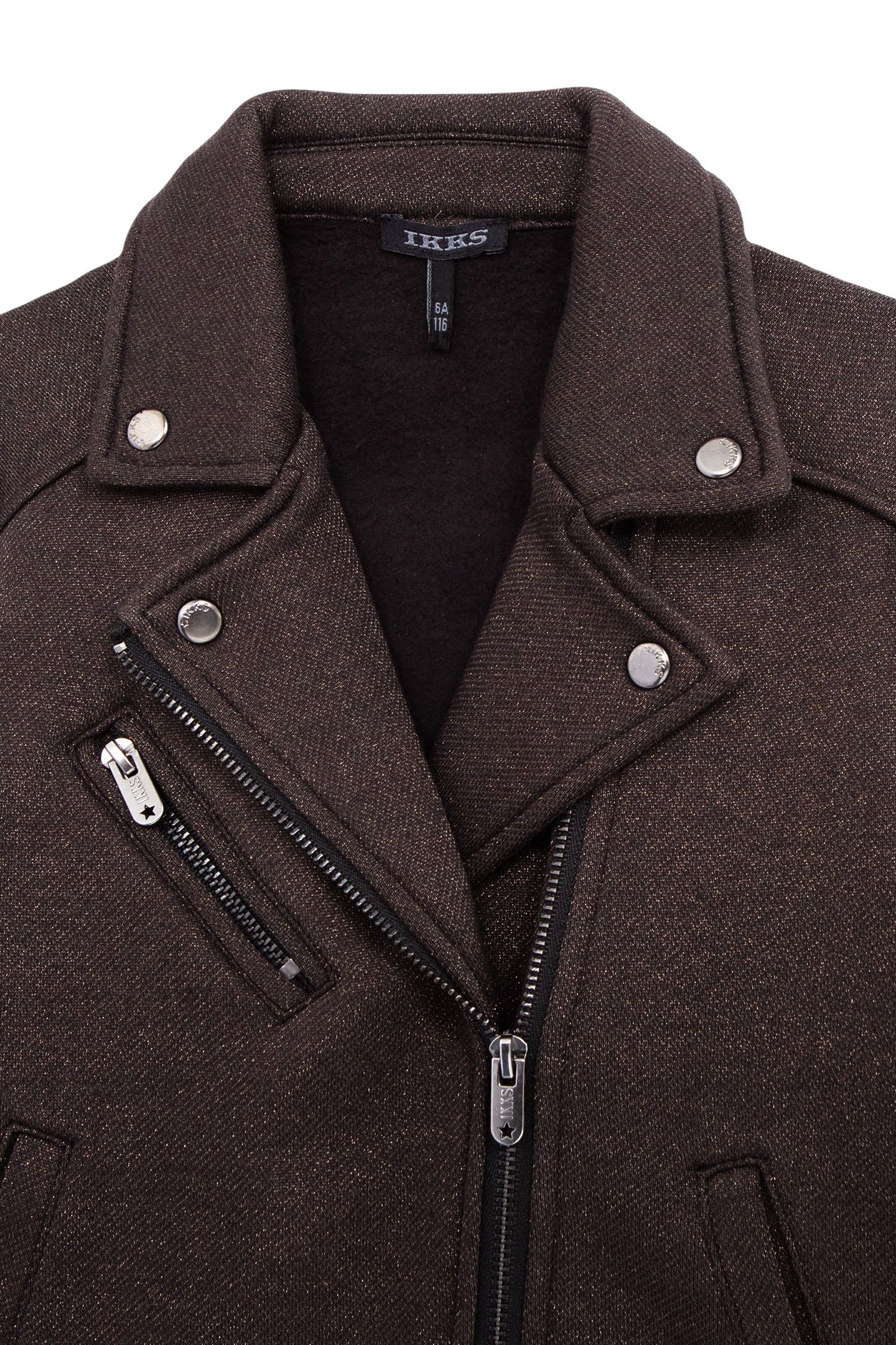 GIRL'S BLACK SEQUINED FLEECE BIKER CARDIGAN 3