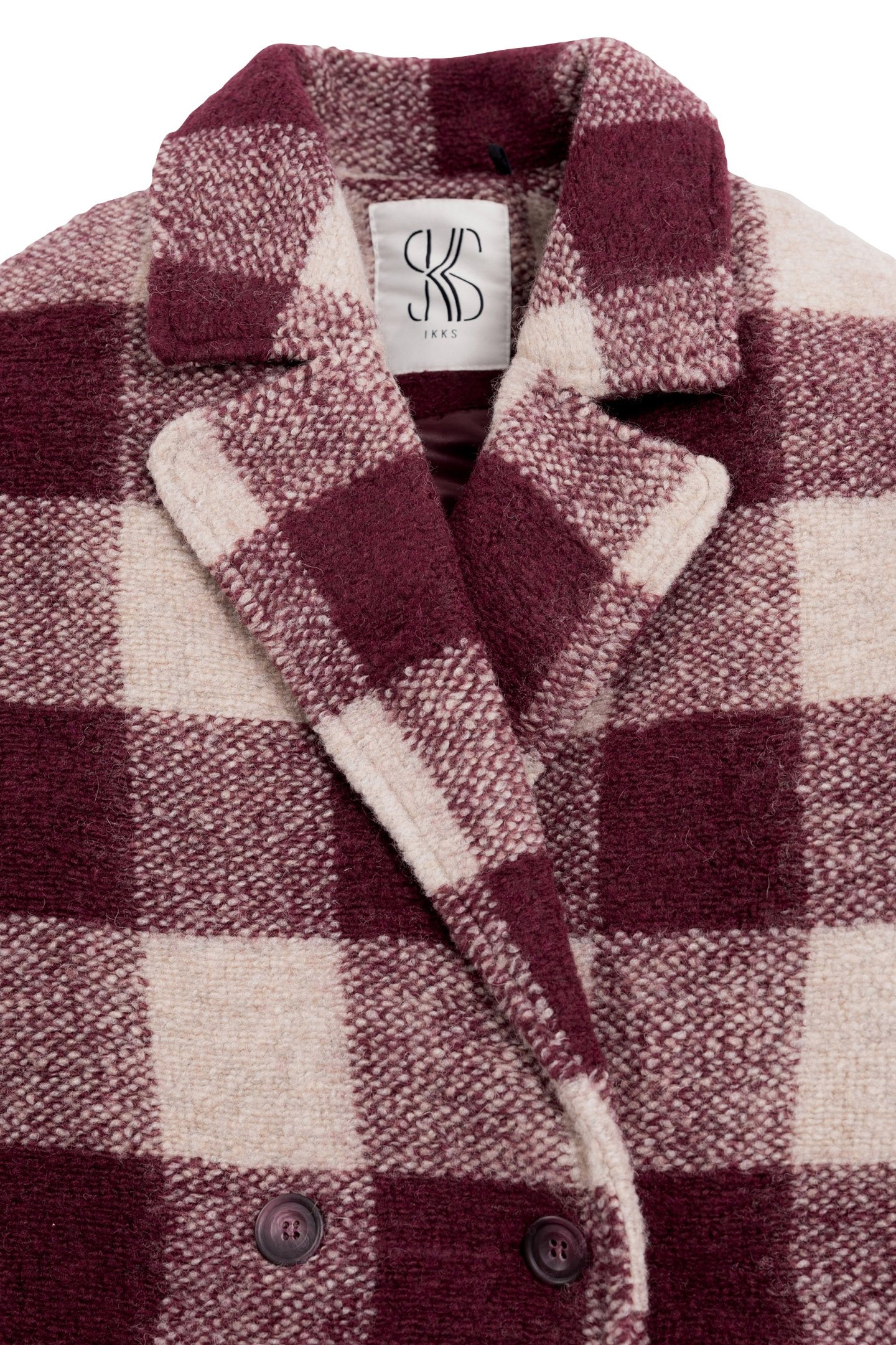 GIRL'S BURGUNDY WOOL PLAID COAT 3