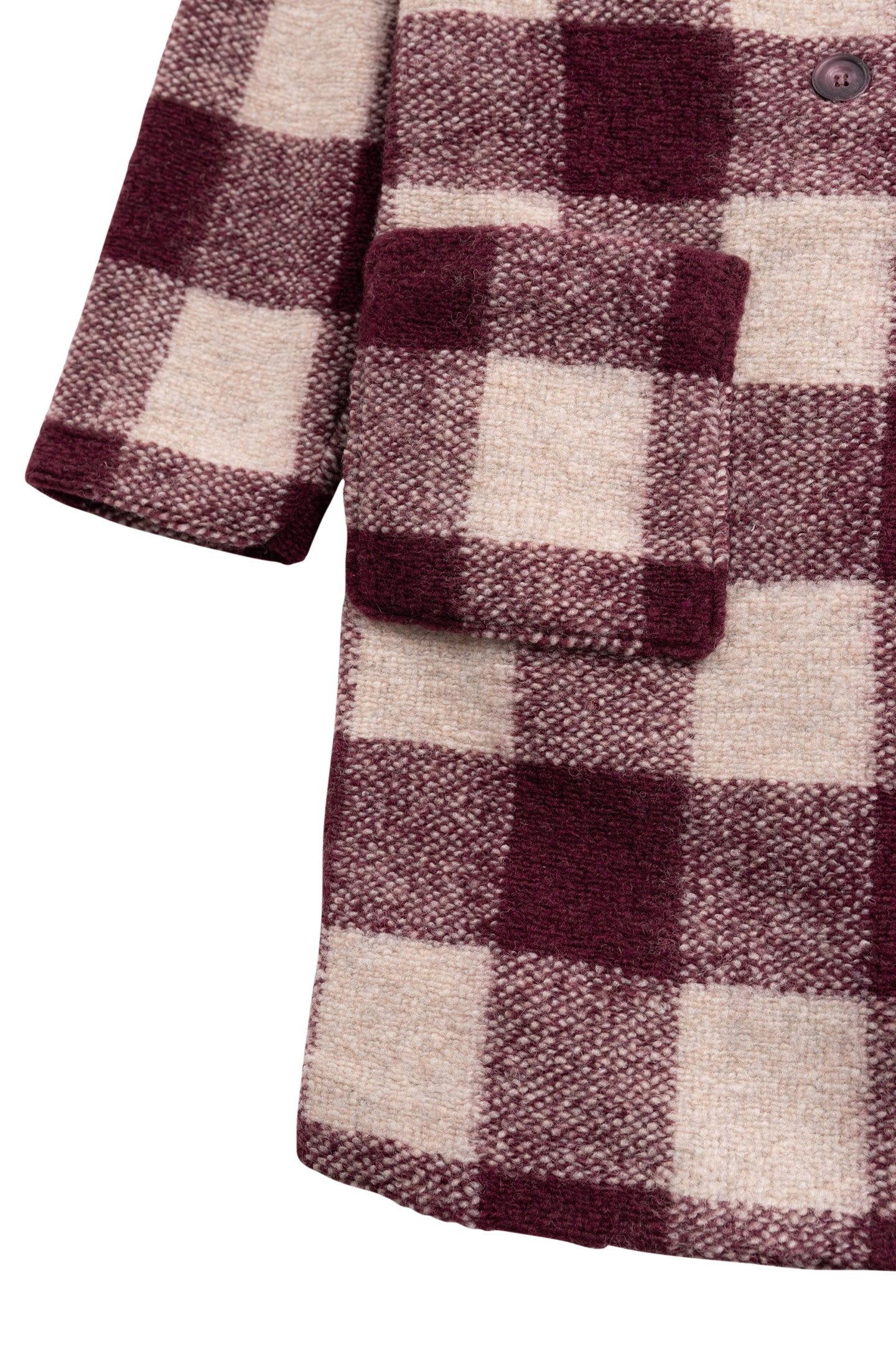 GIRL'S BURGUNDY WOOL PLAID COAT 4