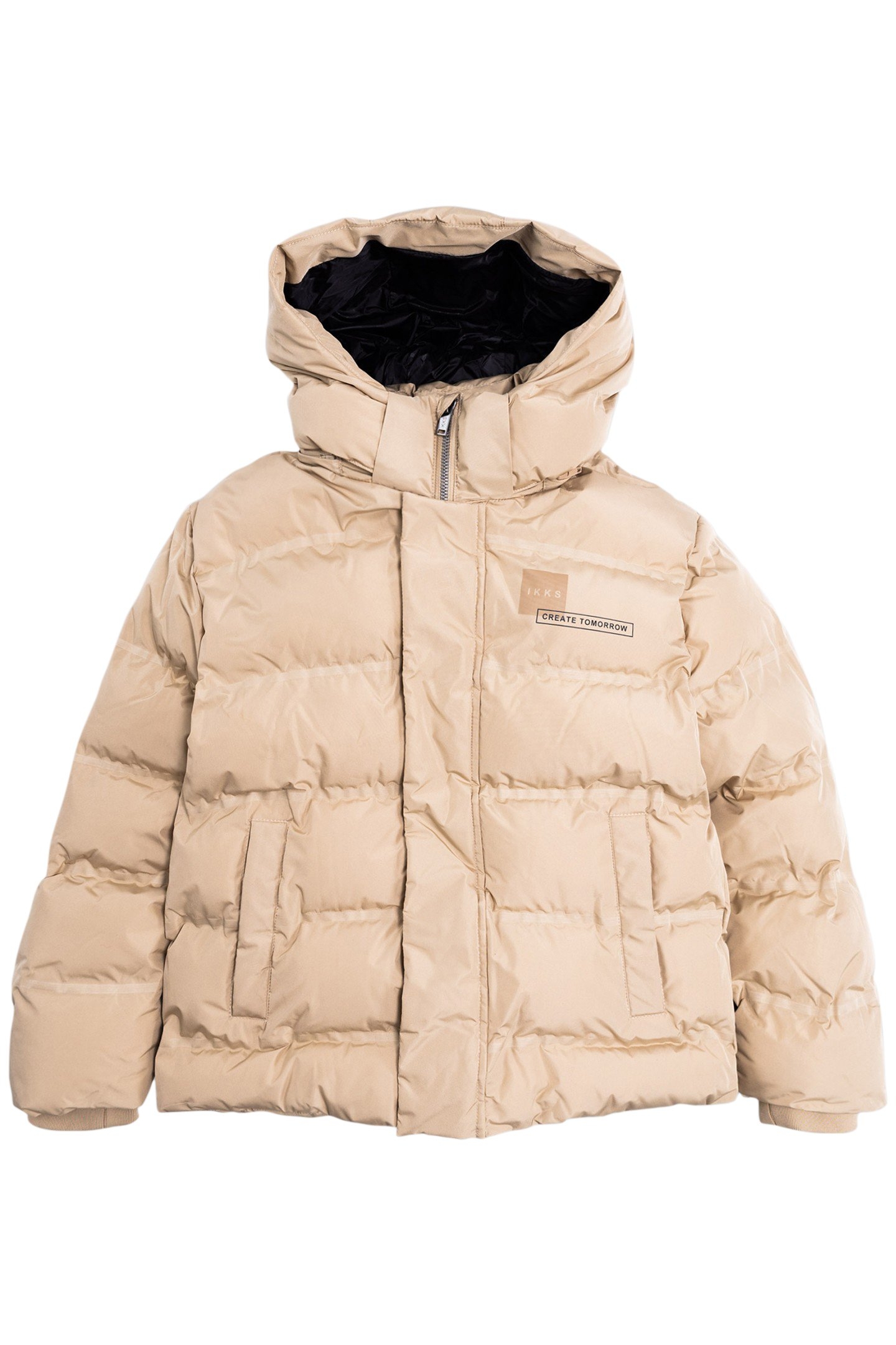 BOY'S BEIGE DOWN JACKET WITH REMOVABLE HOOD 1