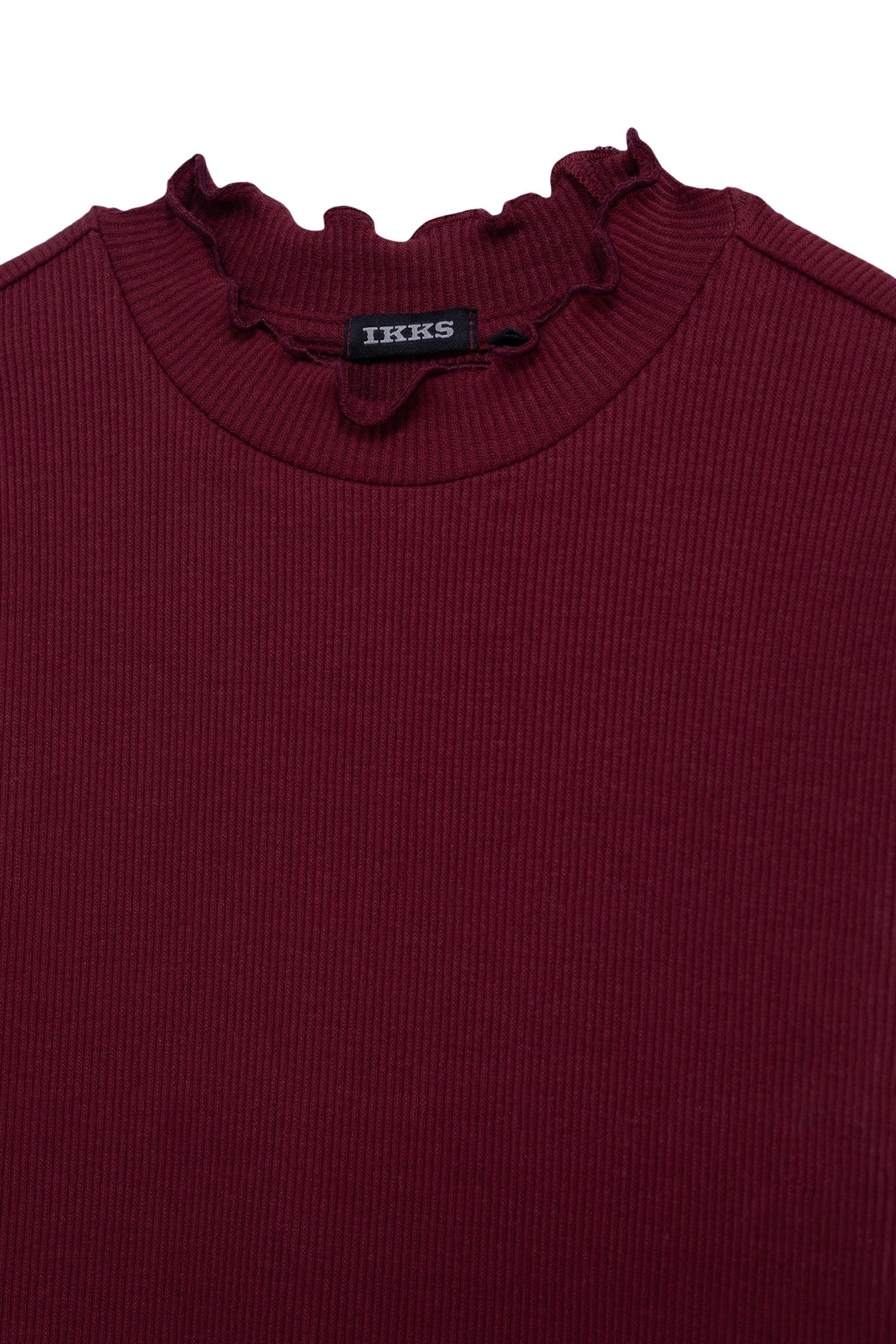 GIRLS' BURGUNDY RIB-KNIT T-SHIRT 4