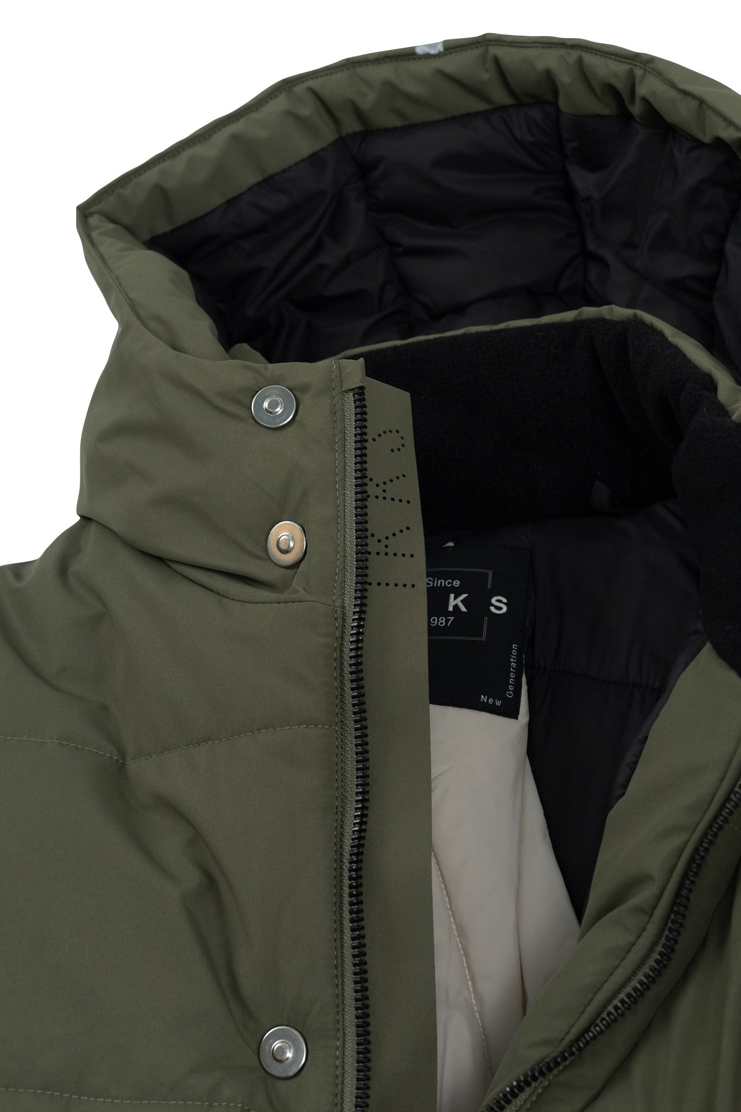 BOY'S LONG KHAKI QUILTED DOWN JACKET 5