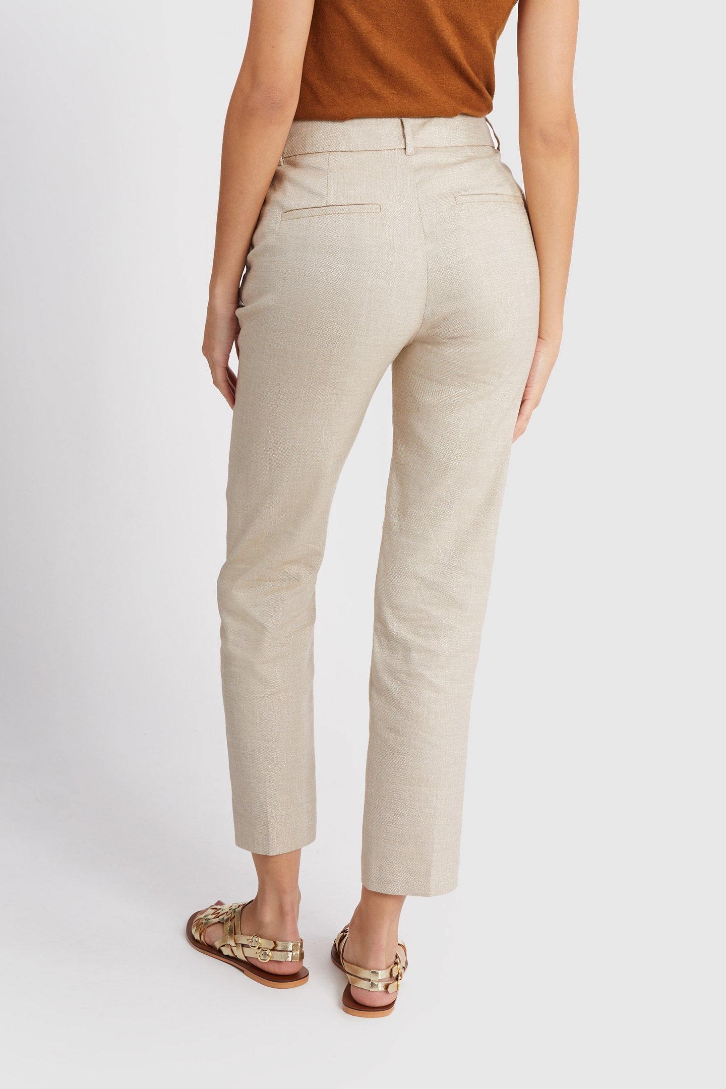 IRIDESCENT BEIGE LINEN-BLEND SUIT TROUSERS 2