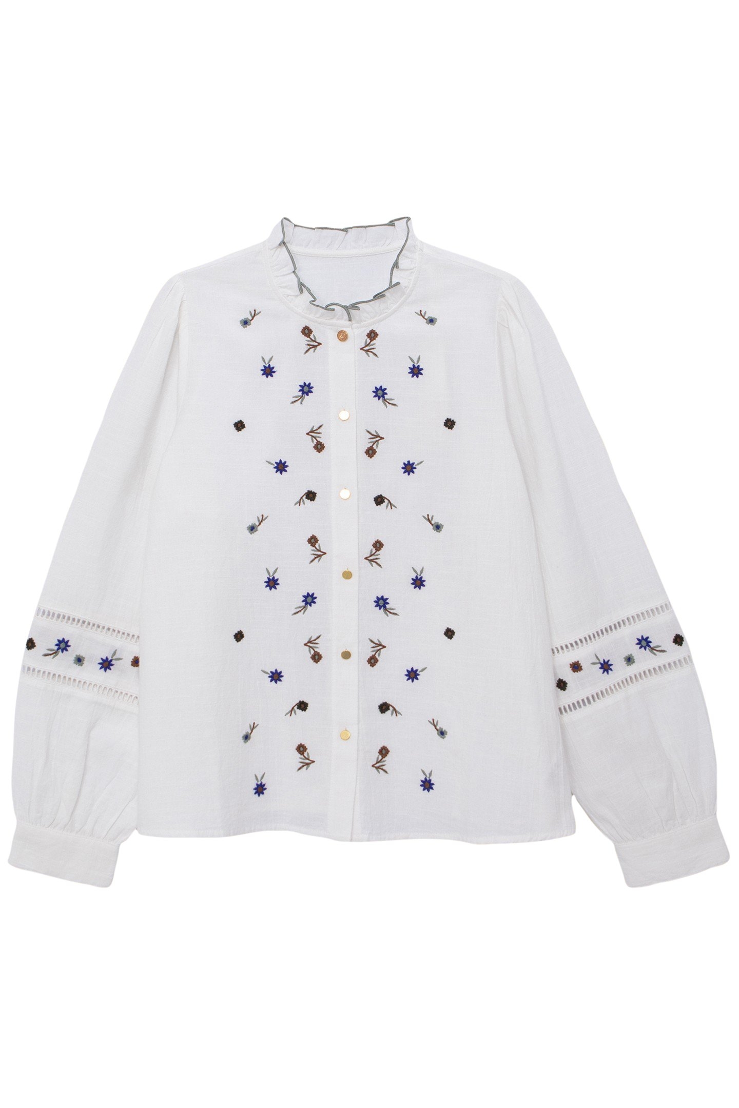 OFF-WHITE BLOUSE WITH FLOWER EMBROIDERY 3