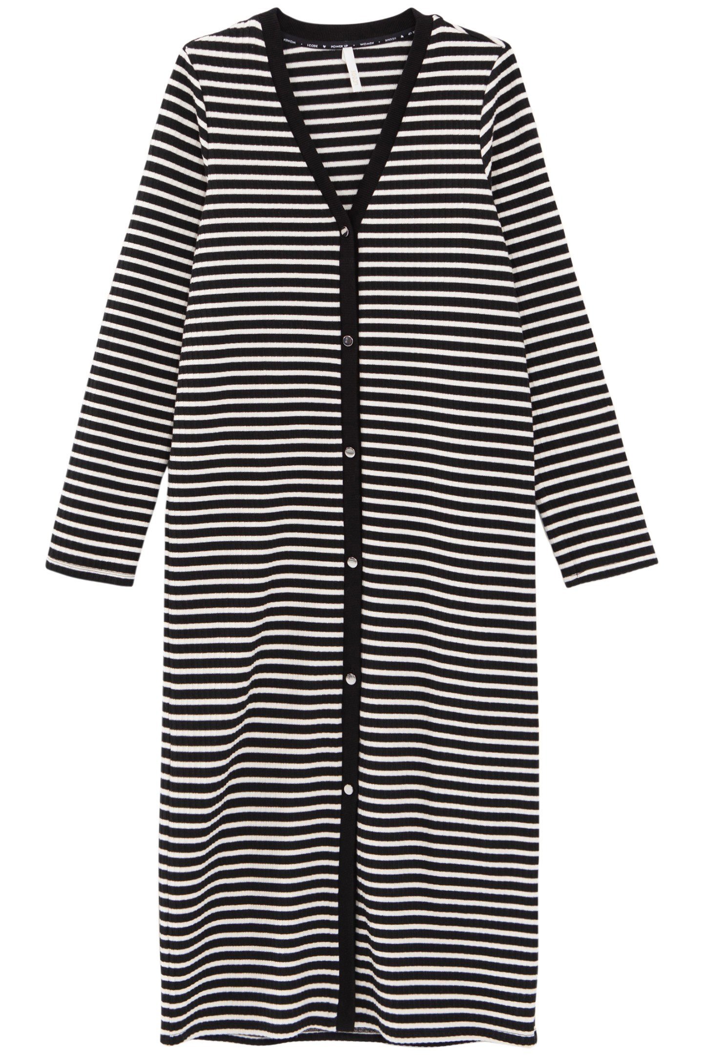 BLACK BUTTONED SAILOR-STRIPE LONG DRESS 3