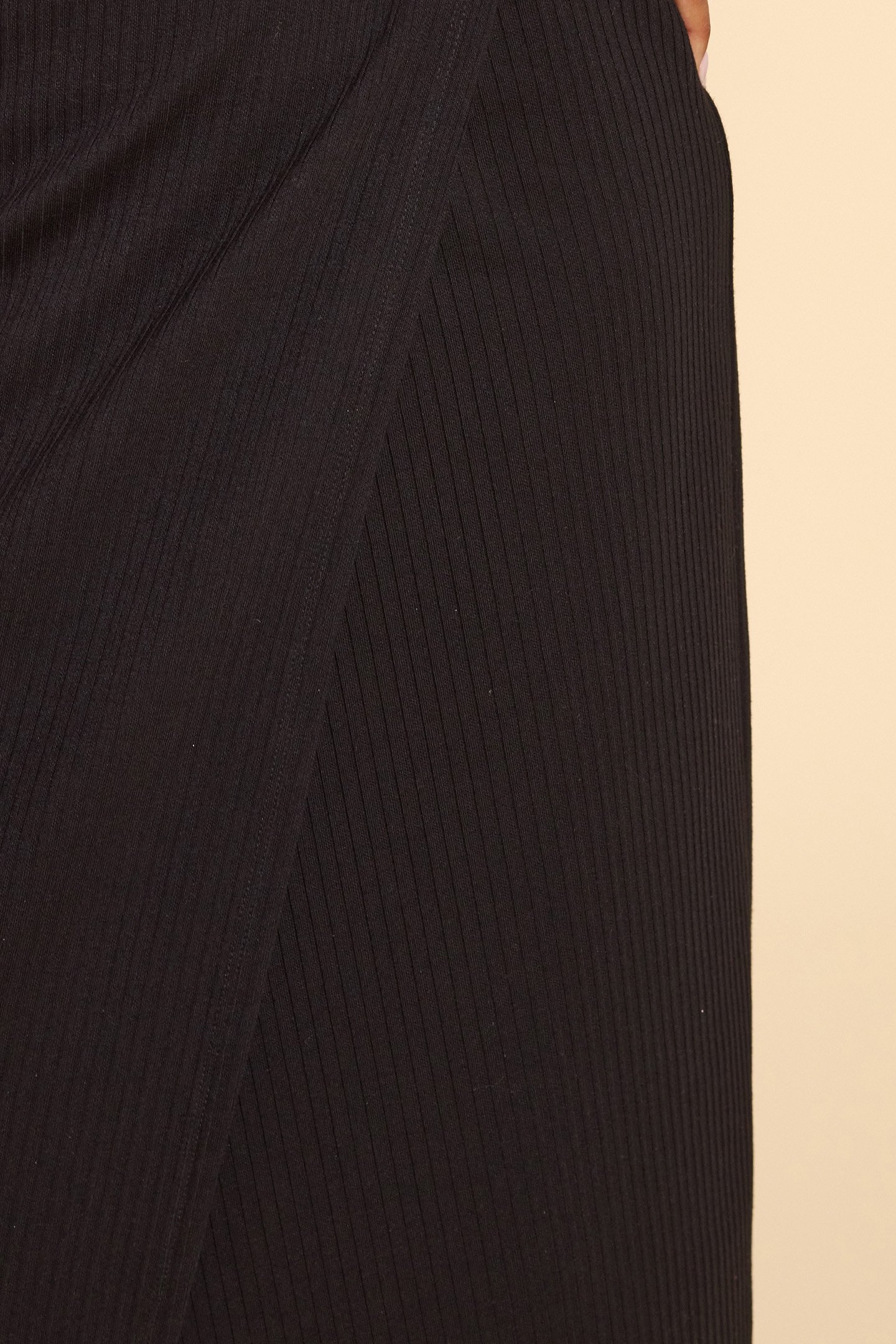 BLACK RIBBED LONG WRAP SKIRT 6