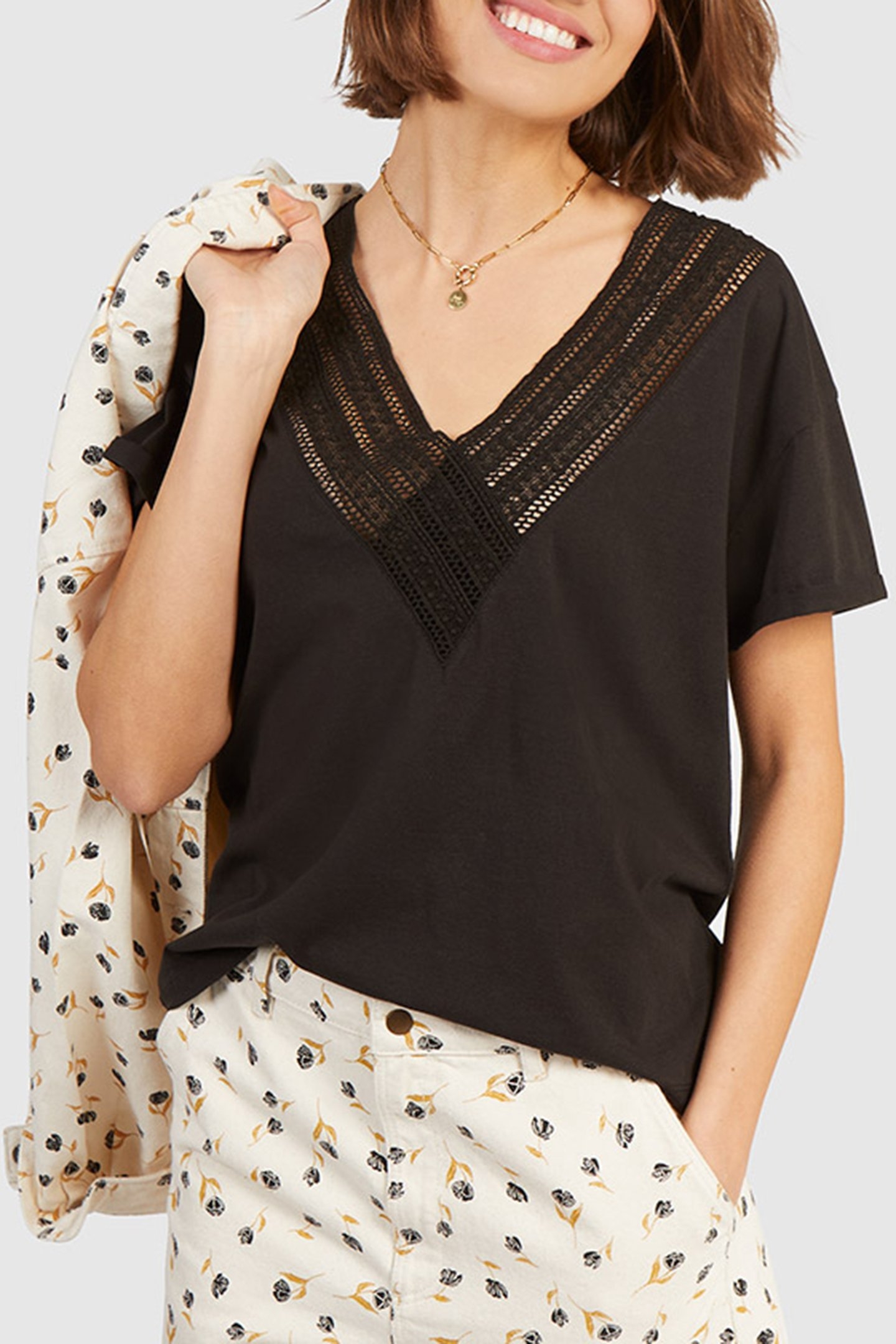 BLACK REVERSIBLE T-SHIRT WITH LACE BACK 5