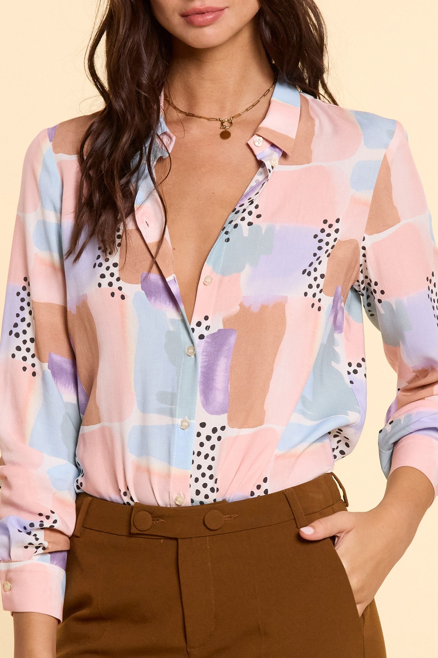 ECRU SHIRT WITH WATERCOLOUR PRINT 4