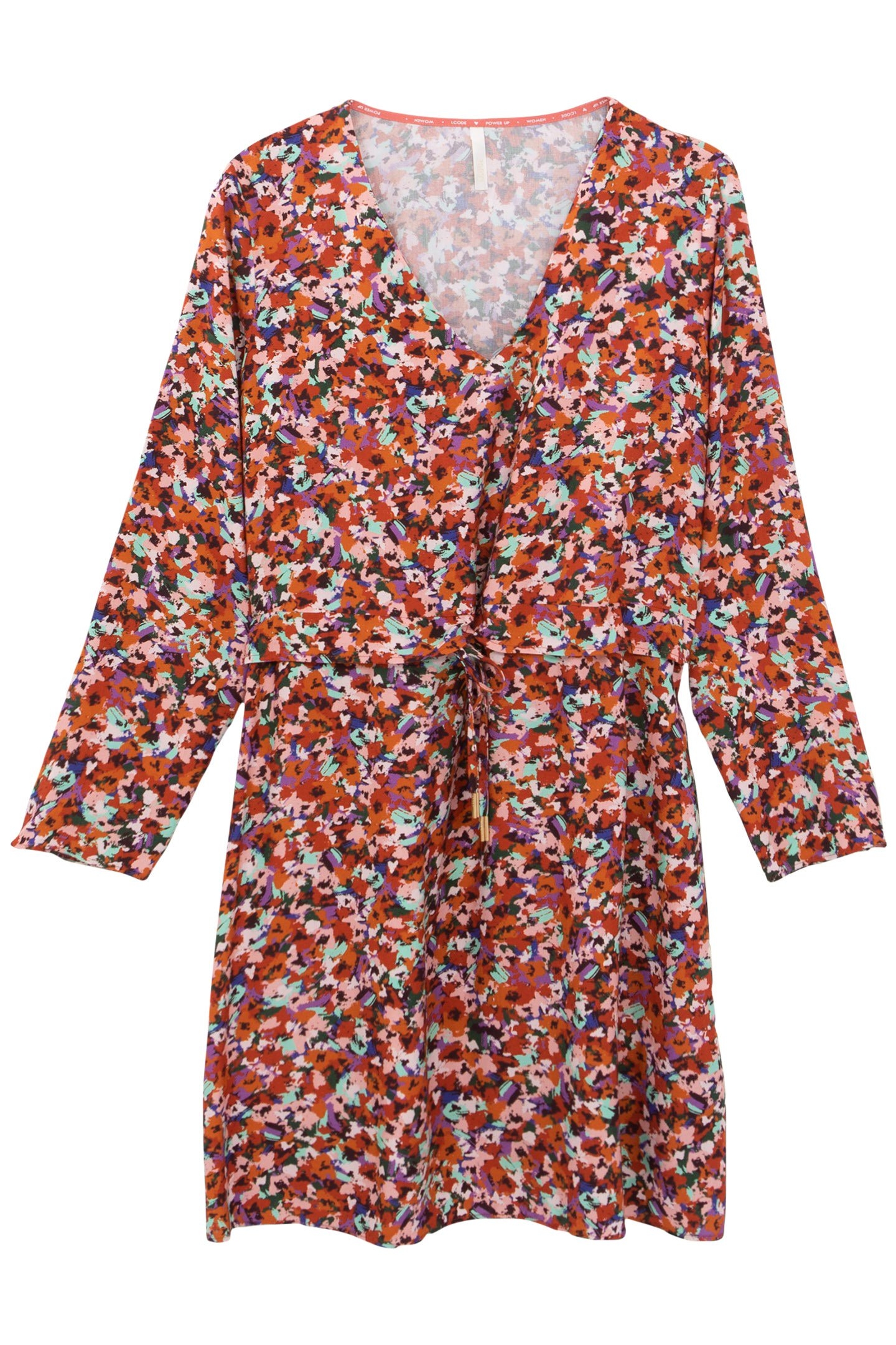 CAMEL DRESS WITH MULTICOLOUR TACHIST PRINT 3