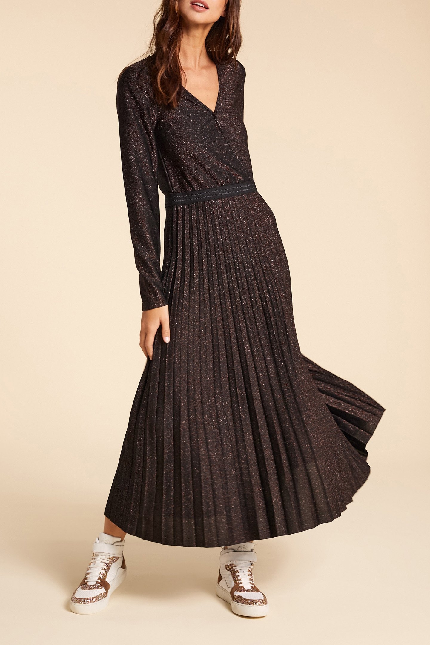 BLACK COPPER GLITTER KNIT LONG DRESS 4