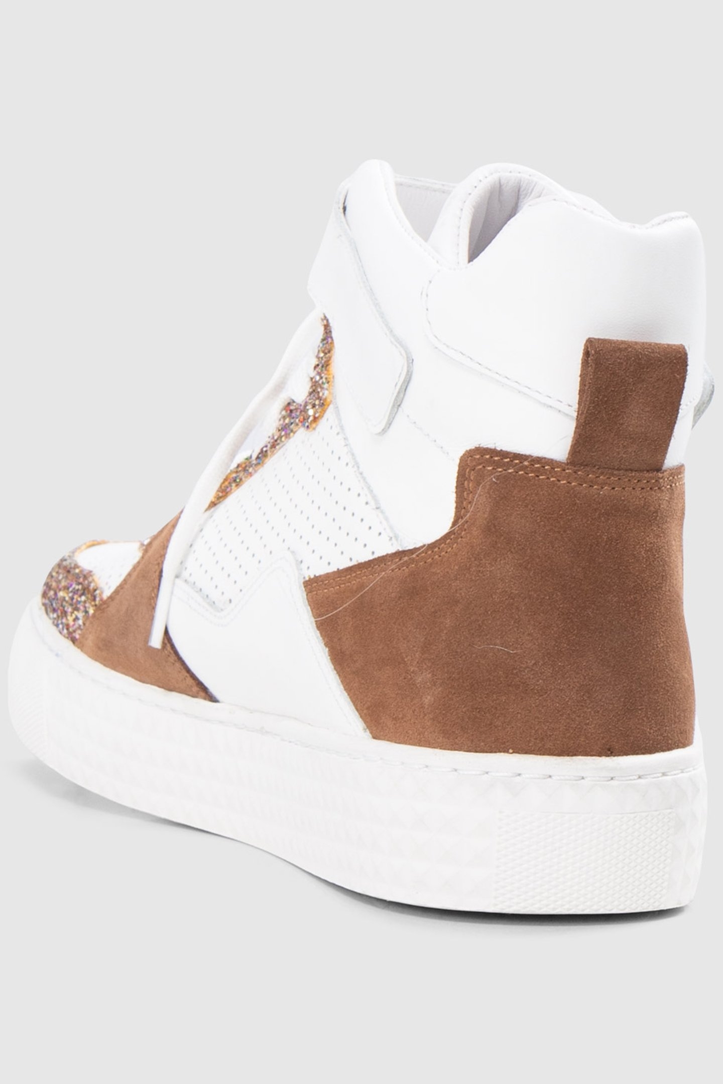 HIGH-TOP BROWN AND WHITE SEQUINED SNEAKERS 3