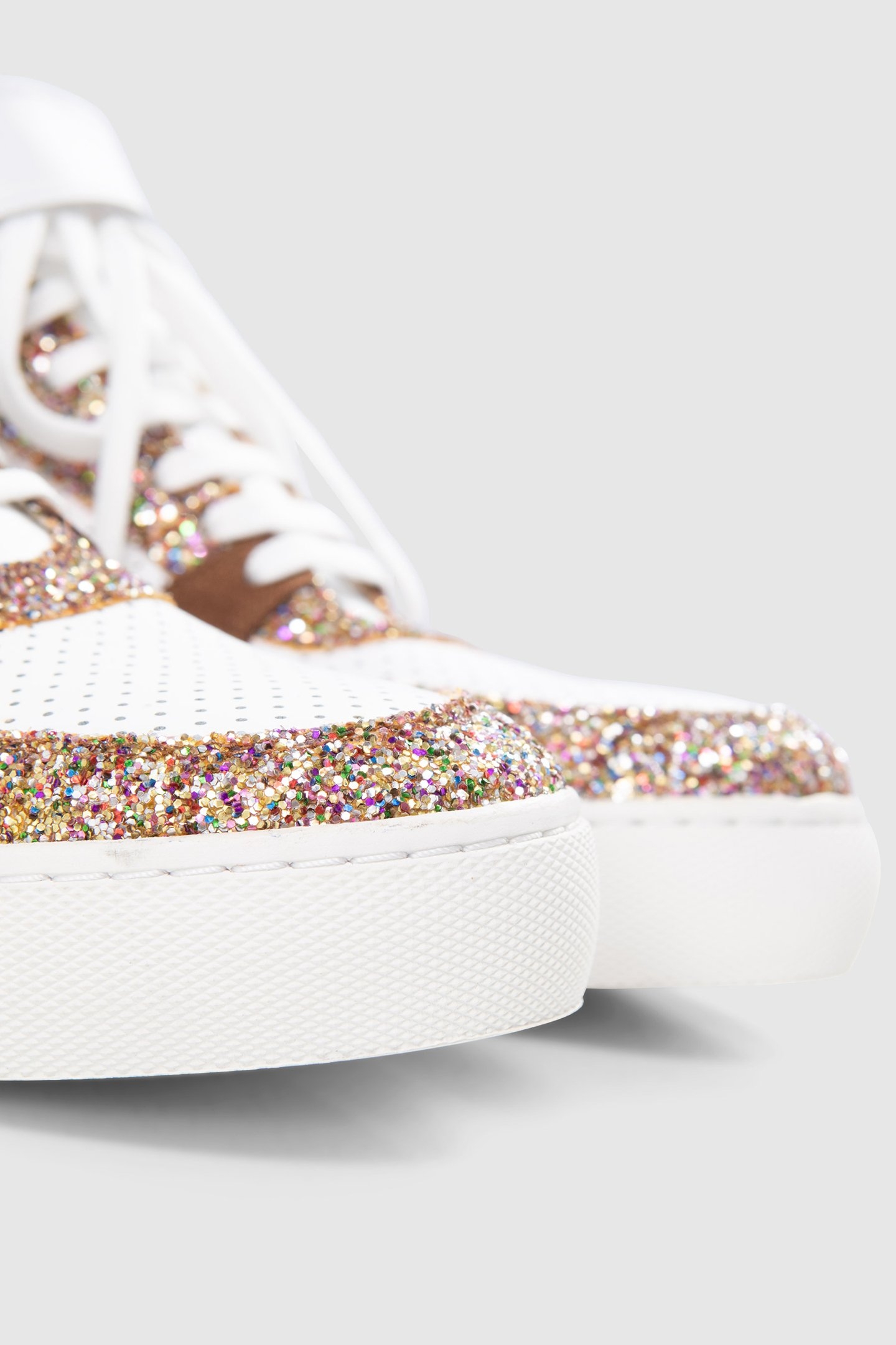 HIGH-TOP BROWN AND WHITE SEQUINED SNEAKERS 6