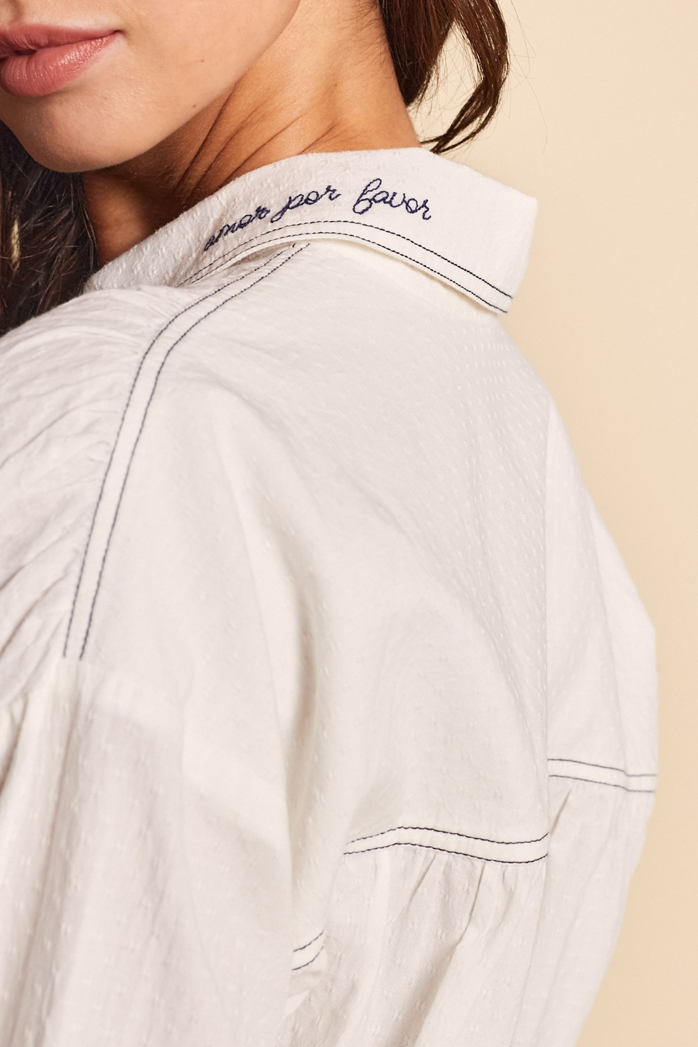 ECRU JACQUARD DOUBLE-STITCHED SHIRT 5