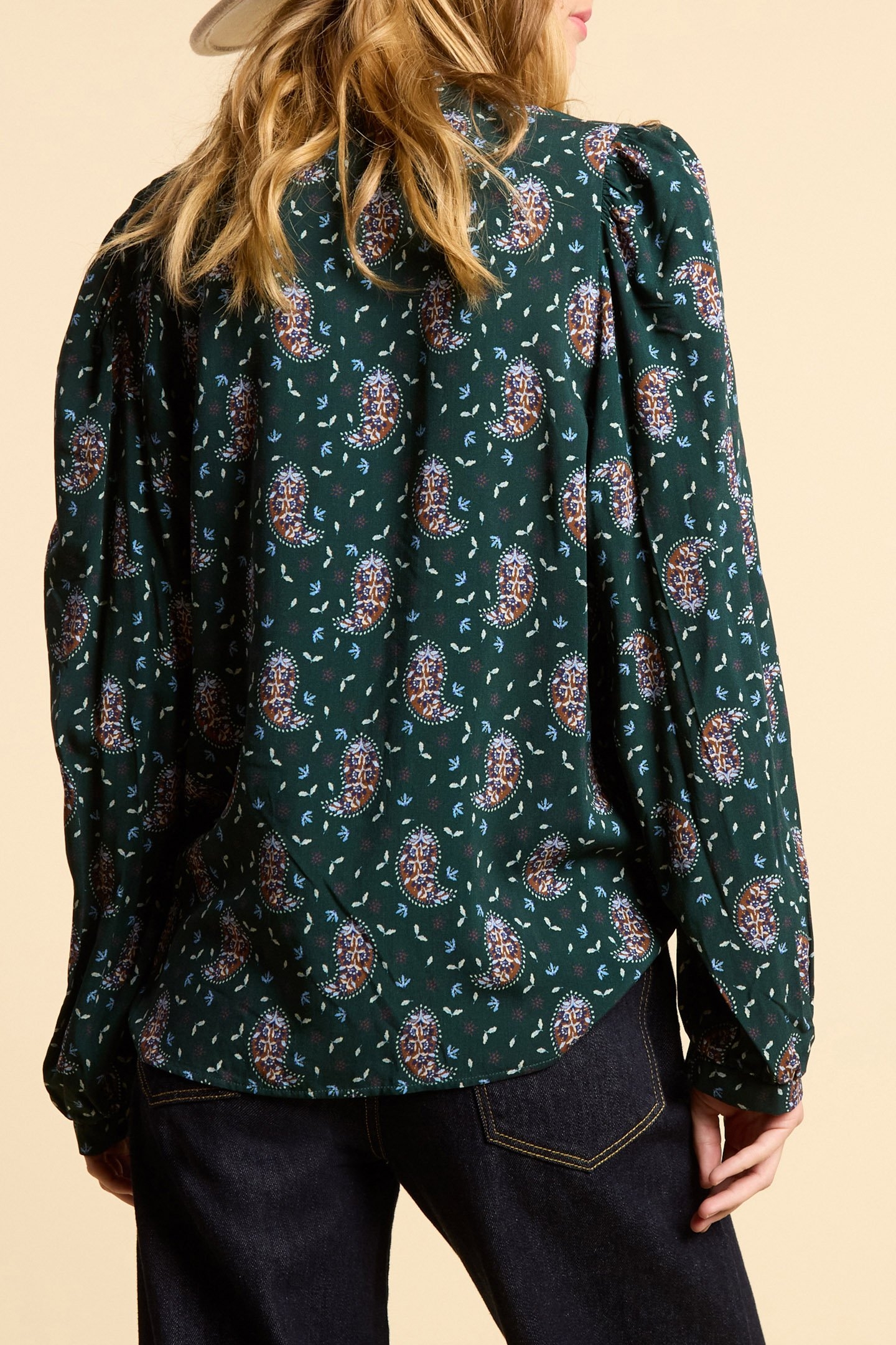 MIDNIGHT GREEN PAISLEY BLOUSE 2
